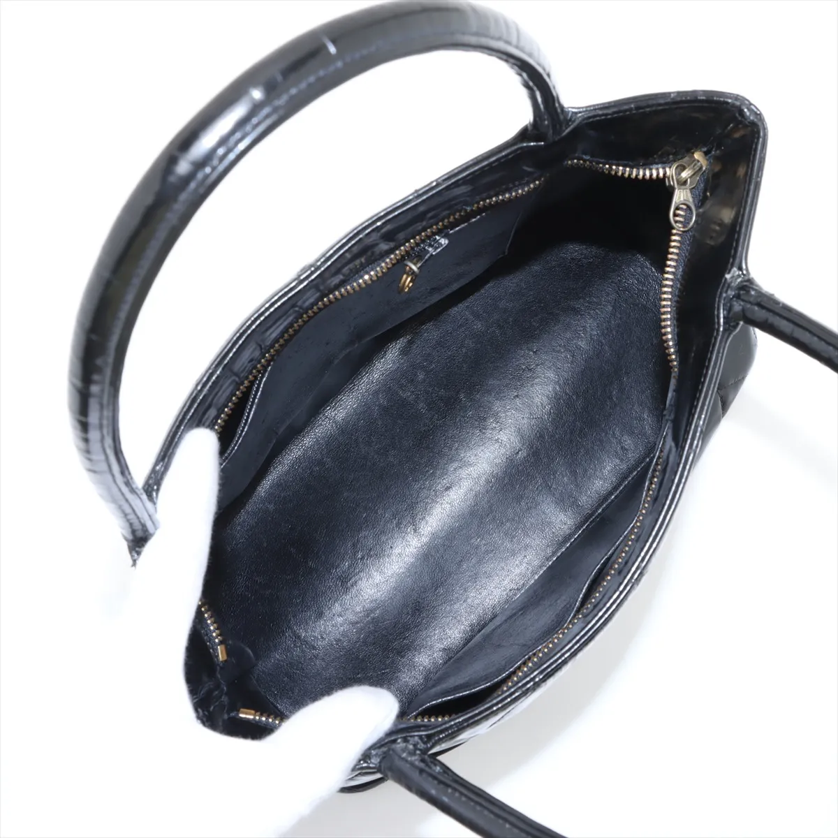 reproduction patent leather tote bag black gold hardware 2631513 2nd series — view 7
