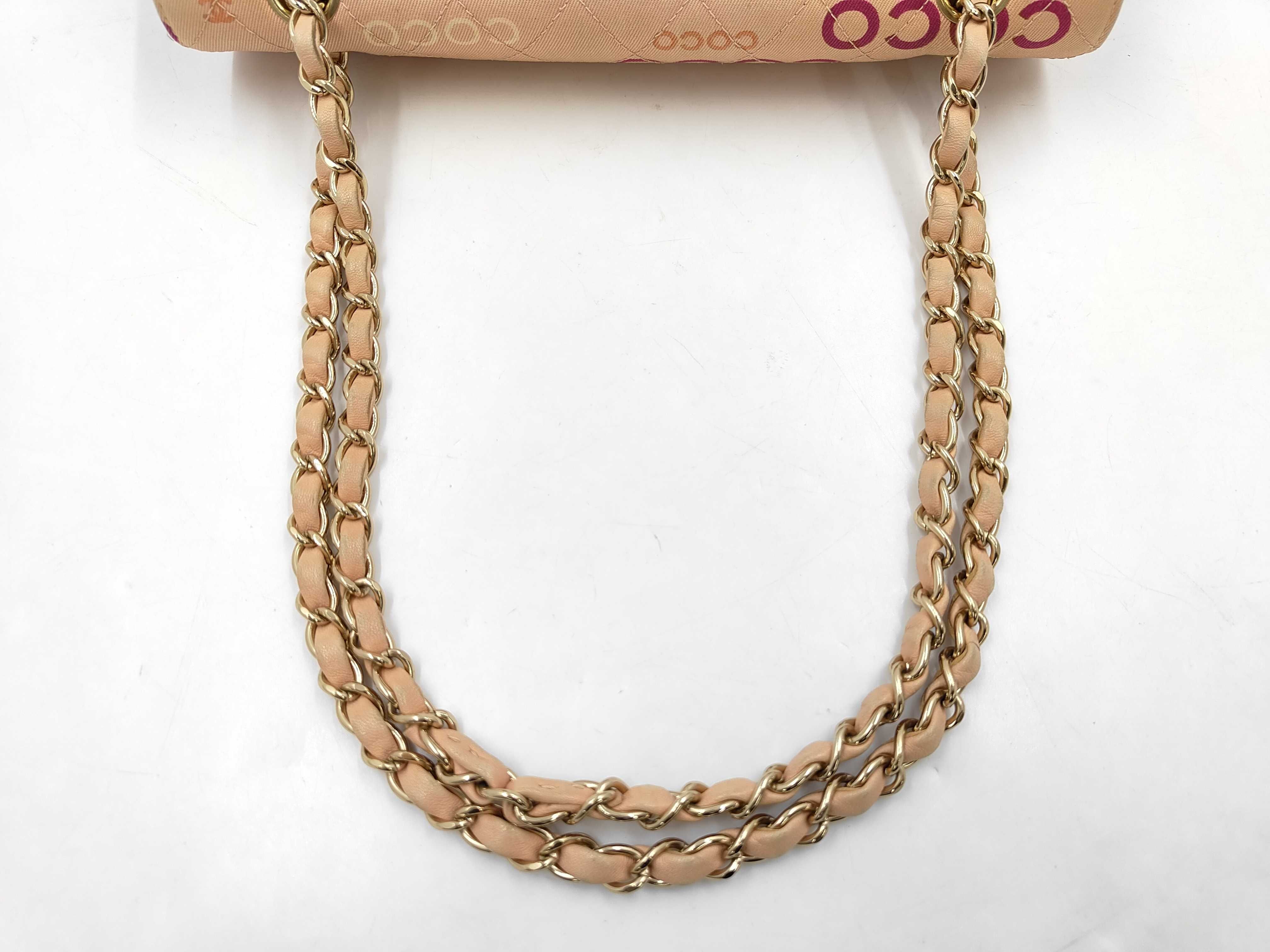 Matelassé Fabric Chain Shoulder Bag with COCO Logo, Pink — view 3