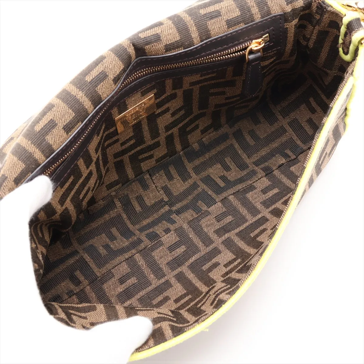 Zucca Baguette Canvas x Leather 2-Way Shoulder Bag, Brown x Yellow, 8BR600 — view 8