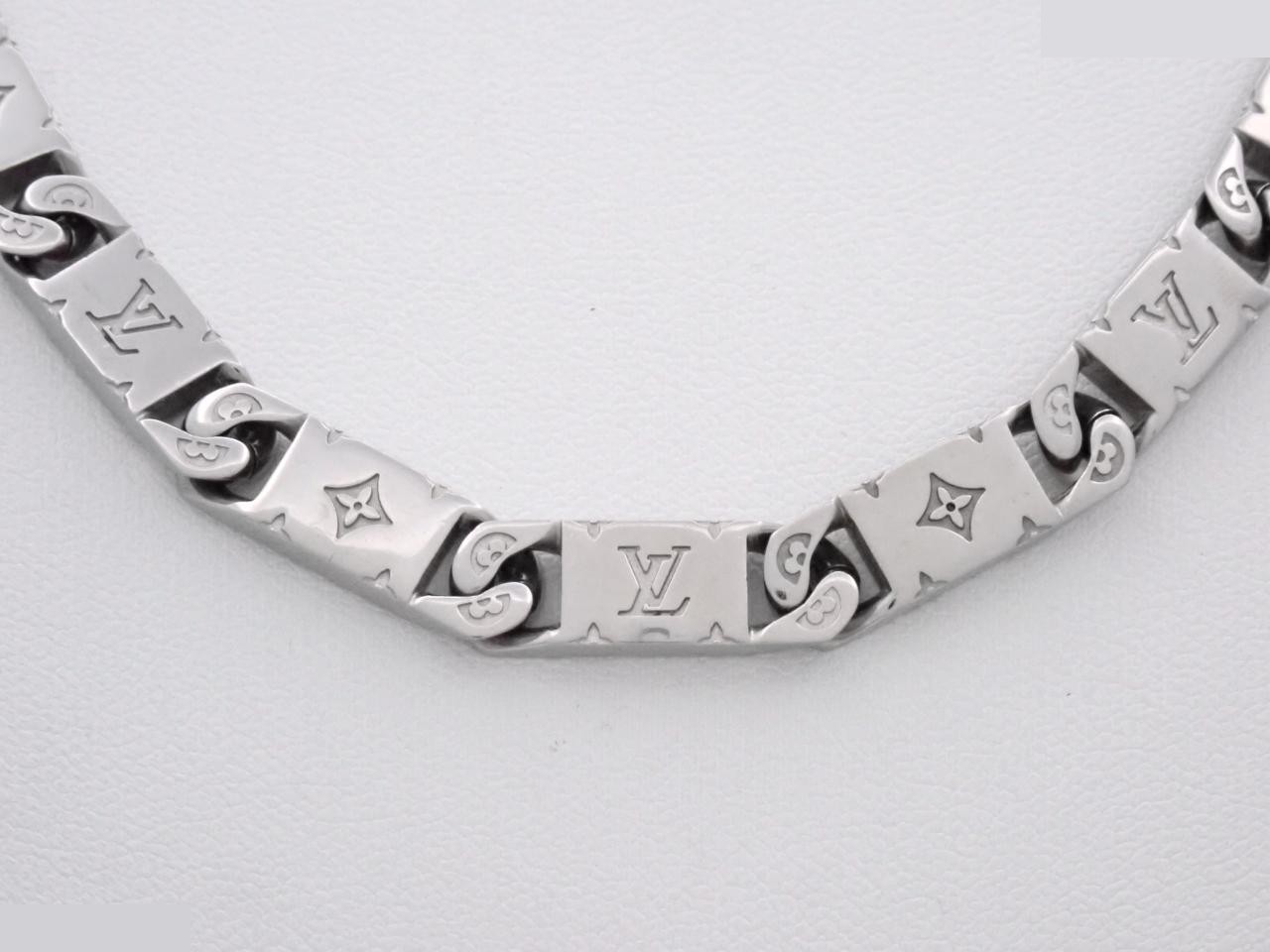 Monogram Necklace, Tie-Up Design, Silver, Chain Approx. 51cm