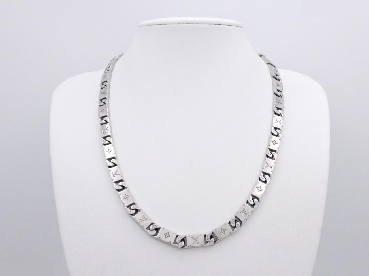 Monogram Necklace, Tie-Up Design, Silver, Chain Approx. 51cm — view 3