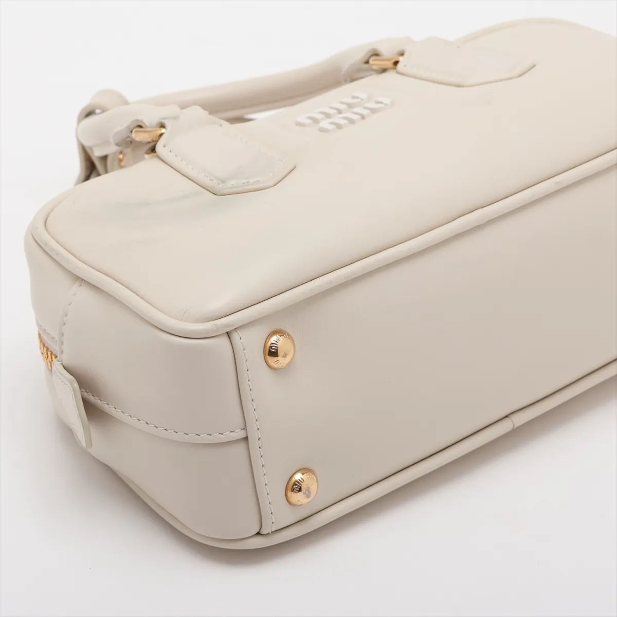 Arcadi Leather 2-Way Handbag, White — view 4