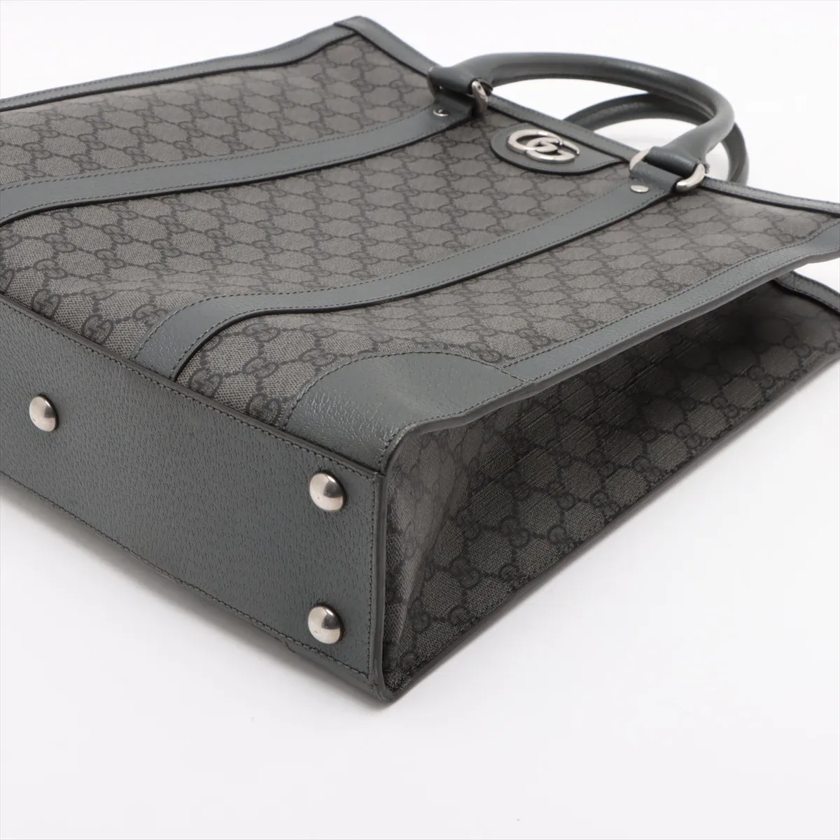 GG Supreme PVC x Leather 2WAY Handbag Gray 731793 — view 3