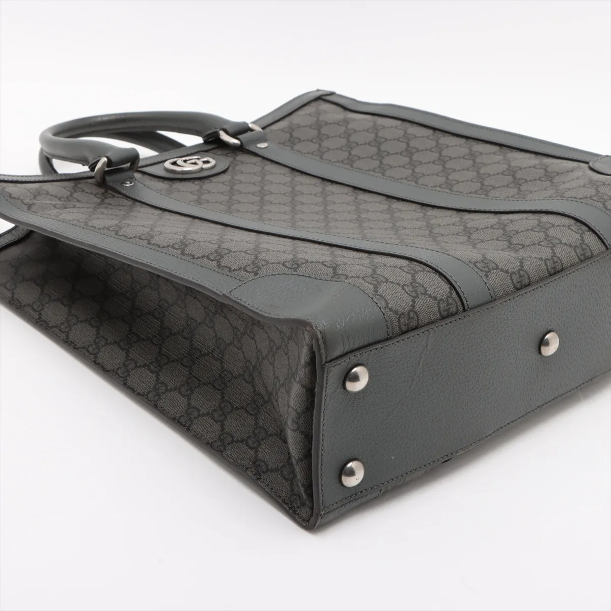 GG Supreme PVC x Leather 2WAY Handbag Gray 731793 — view 4