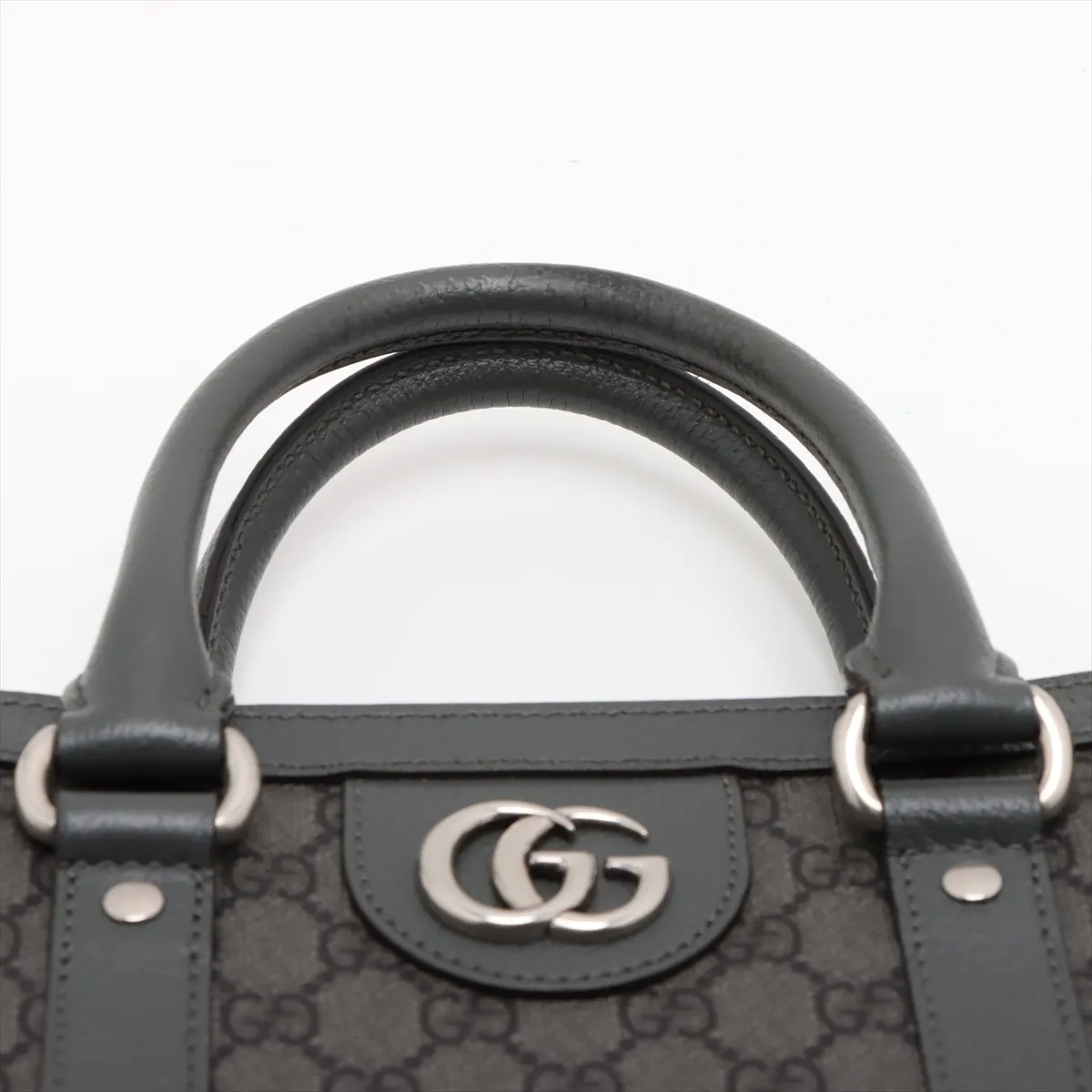 GG Supreme PVC x Leather 2WAY Handbag Gray 731793 — view 6