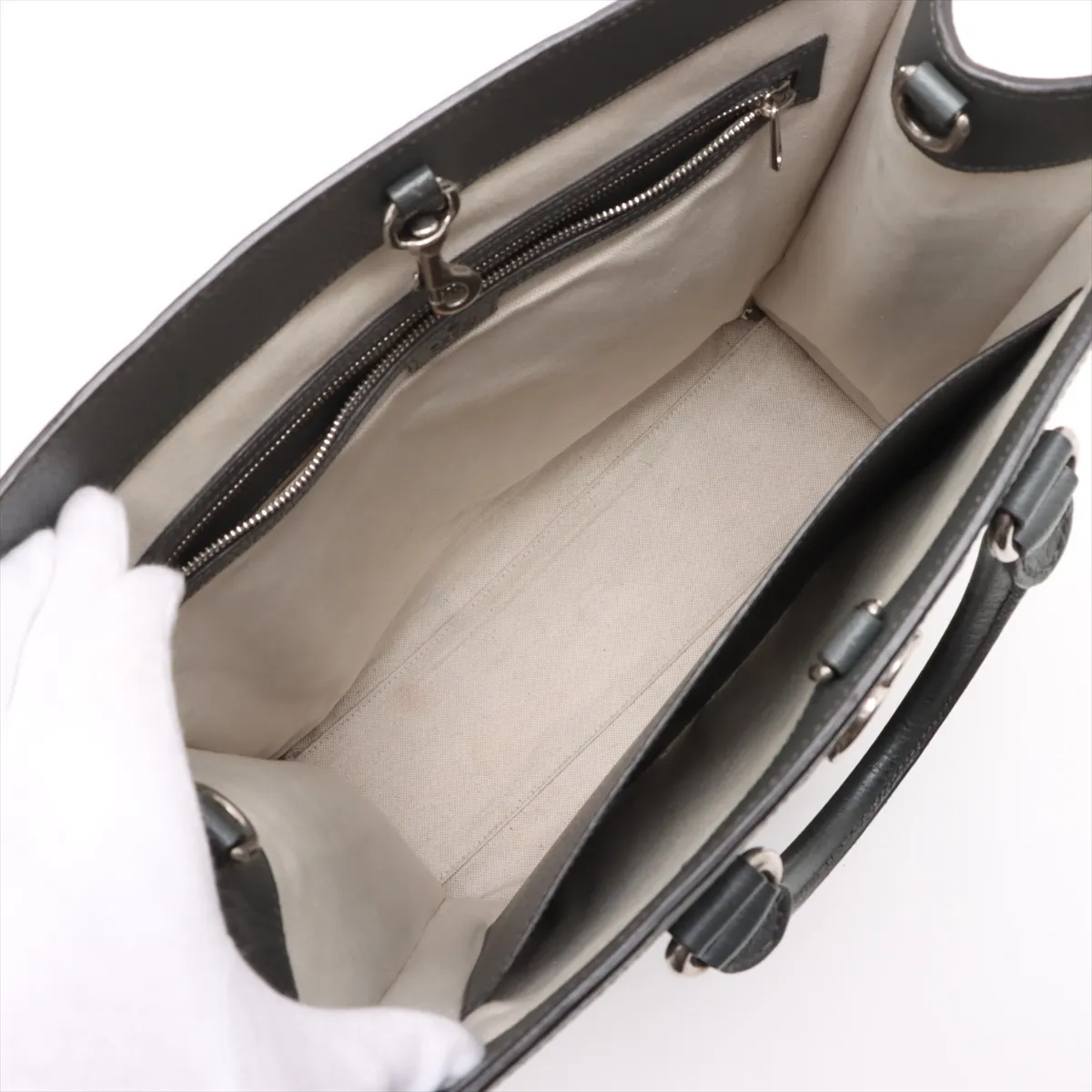 GG Supreme PVC x Leather 2WAY Handbag Gray 731793 — view 8