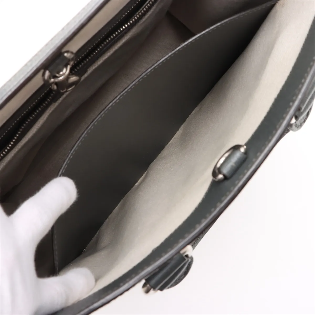 GG Supreme PVC x Leather 2WAY Handbag Gray 731793 — view 9