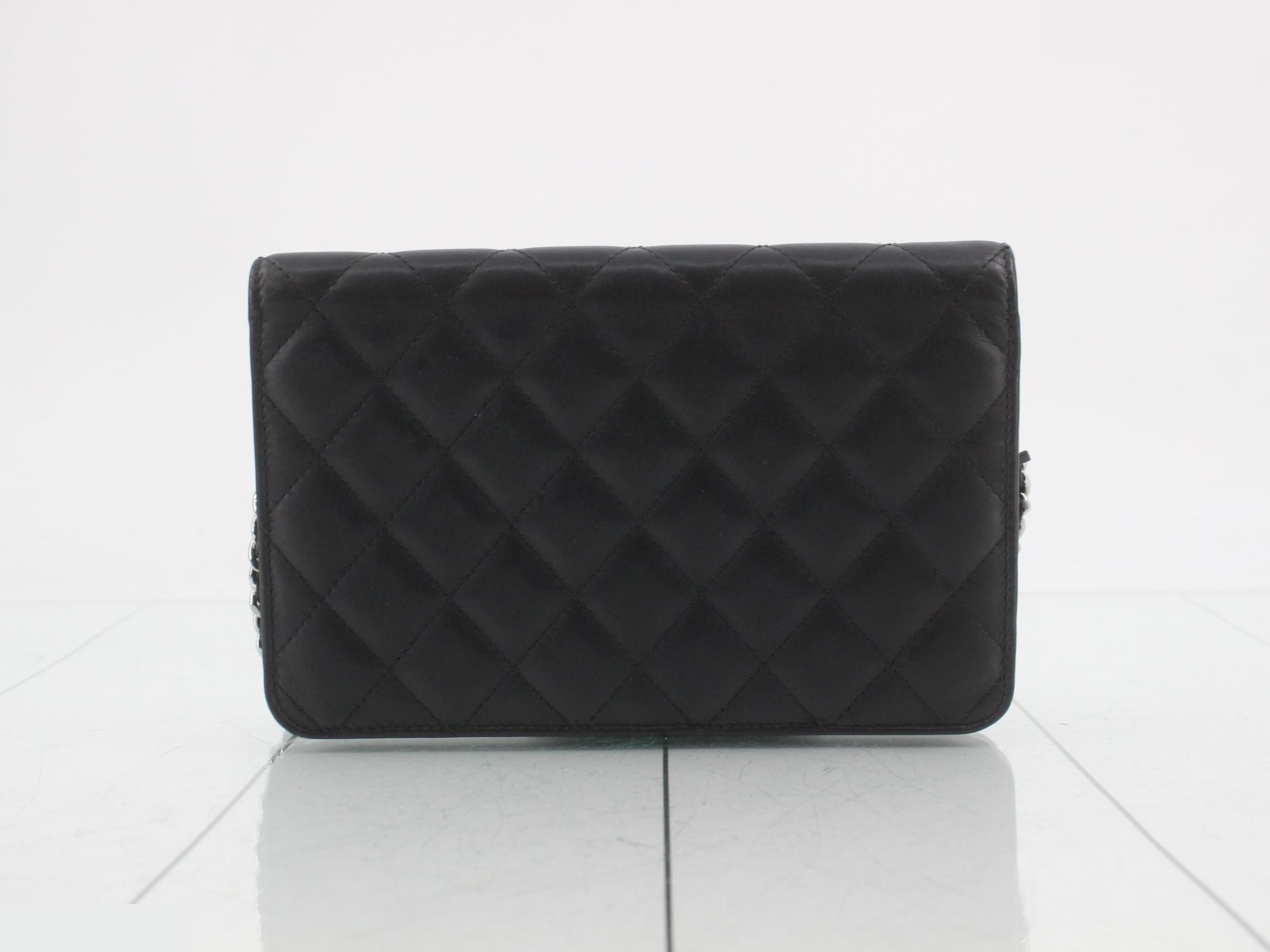 Cambon Chain Wallet, Black Leather — view 2