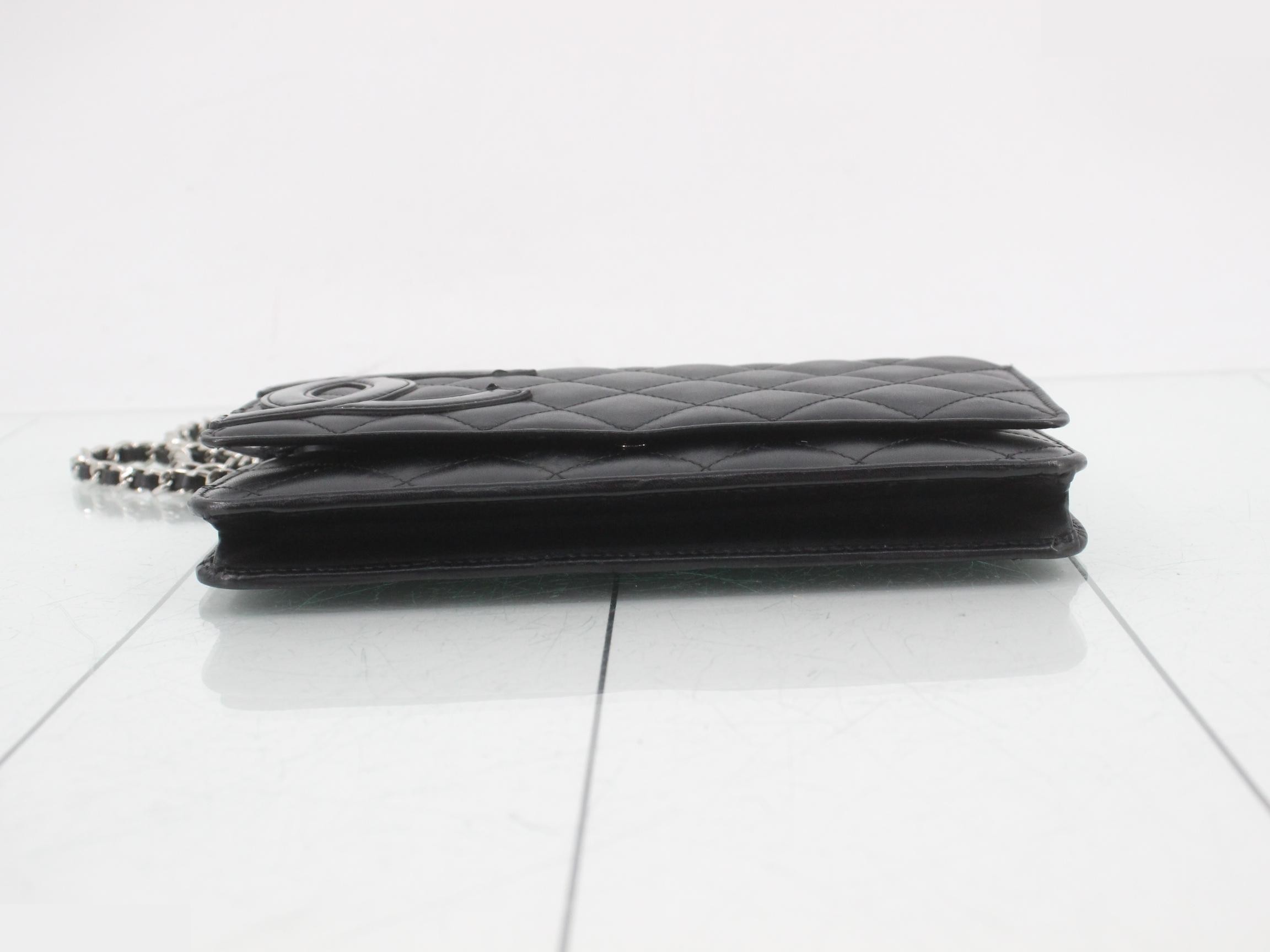Cambon Chain Wallet, Black Leather — view 3