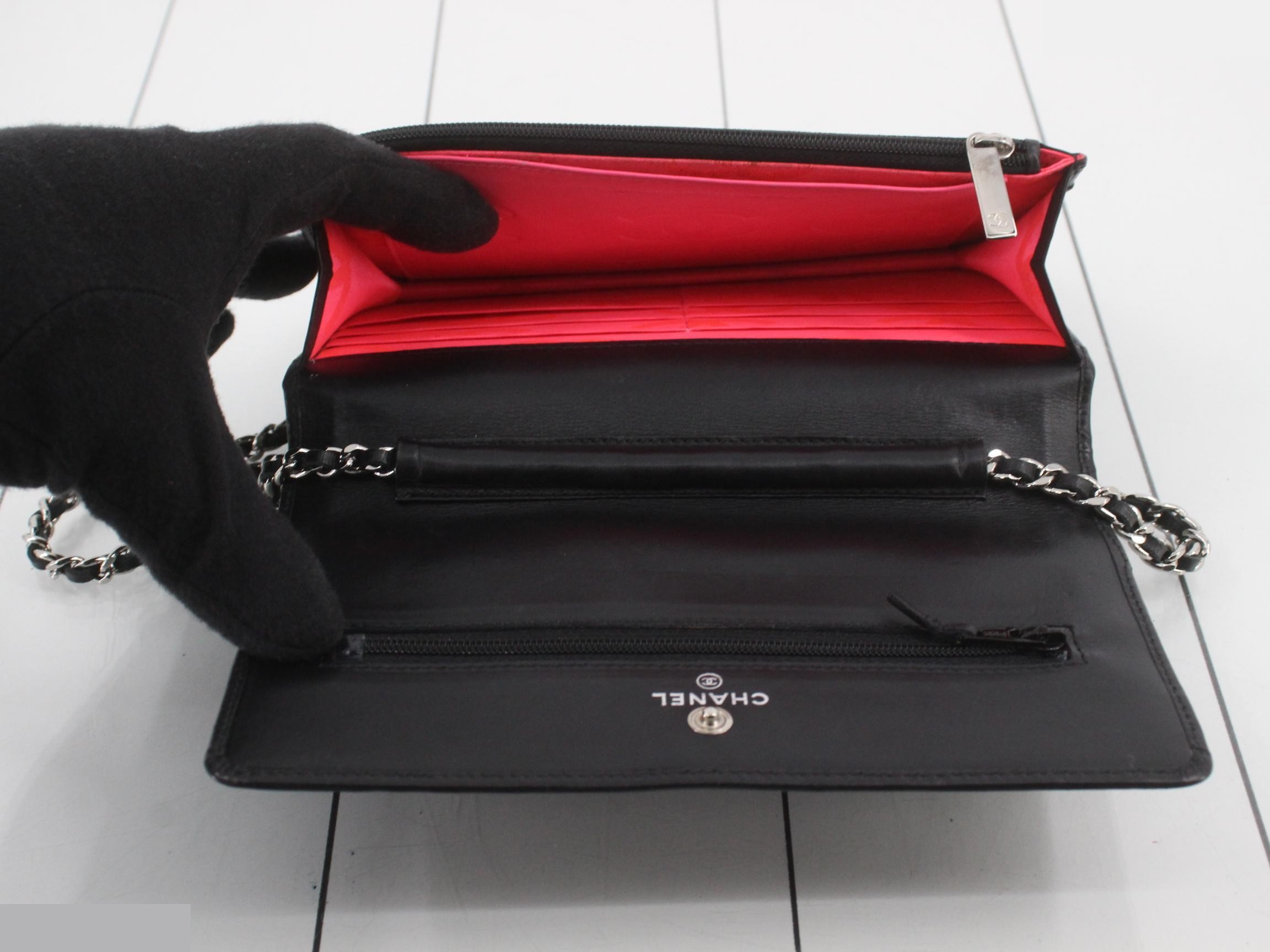 Cambon Chain Wallet, Black Leather — view 4