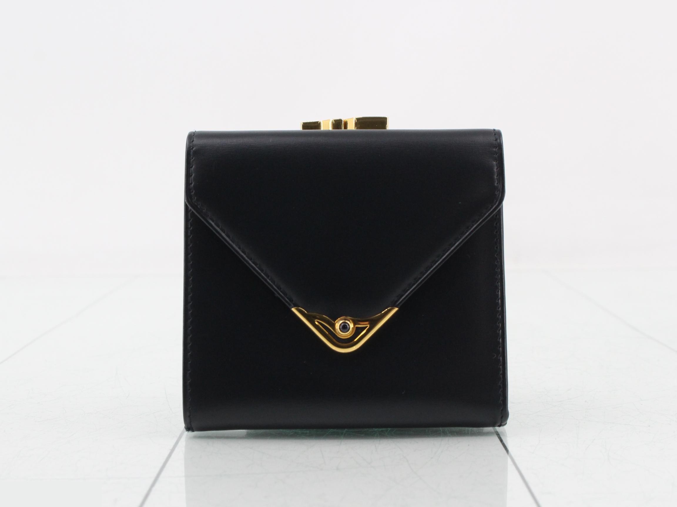 Sapphire Line Leather Tri-fold Wallet with Clasp