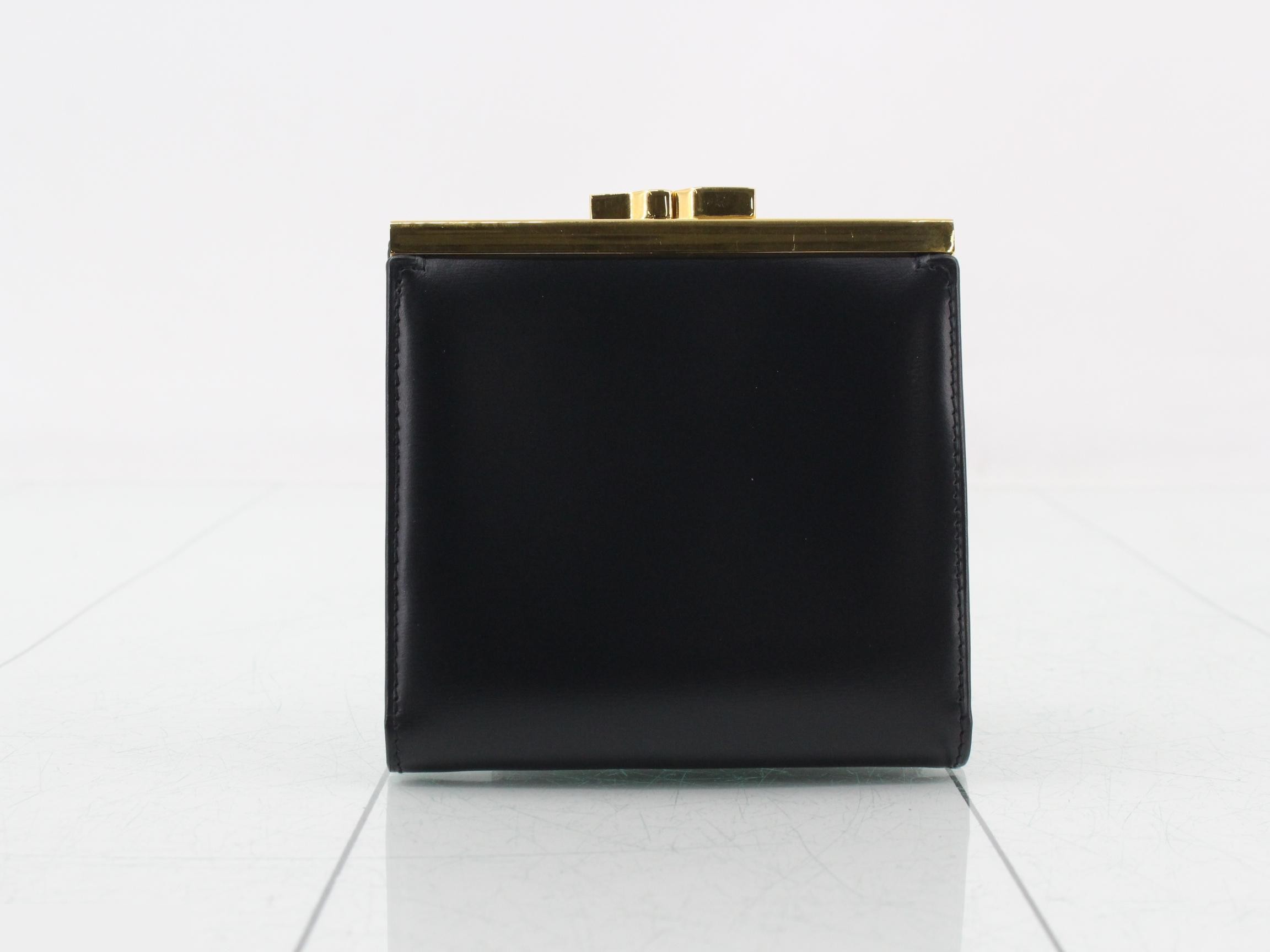 Sapphire Line Leather Tri-fold Wallet with Clasp — view 2