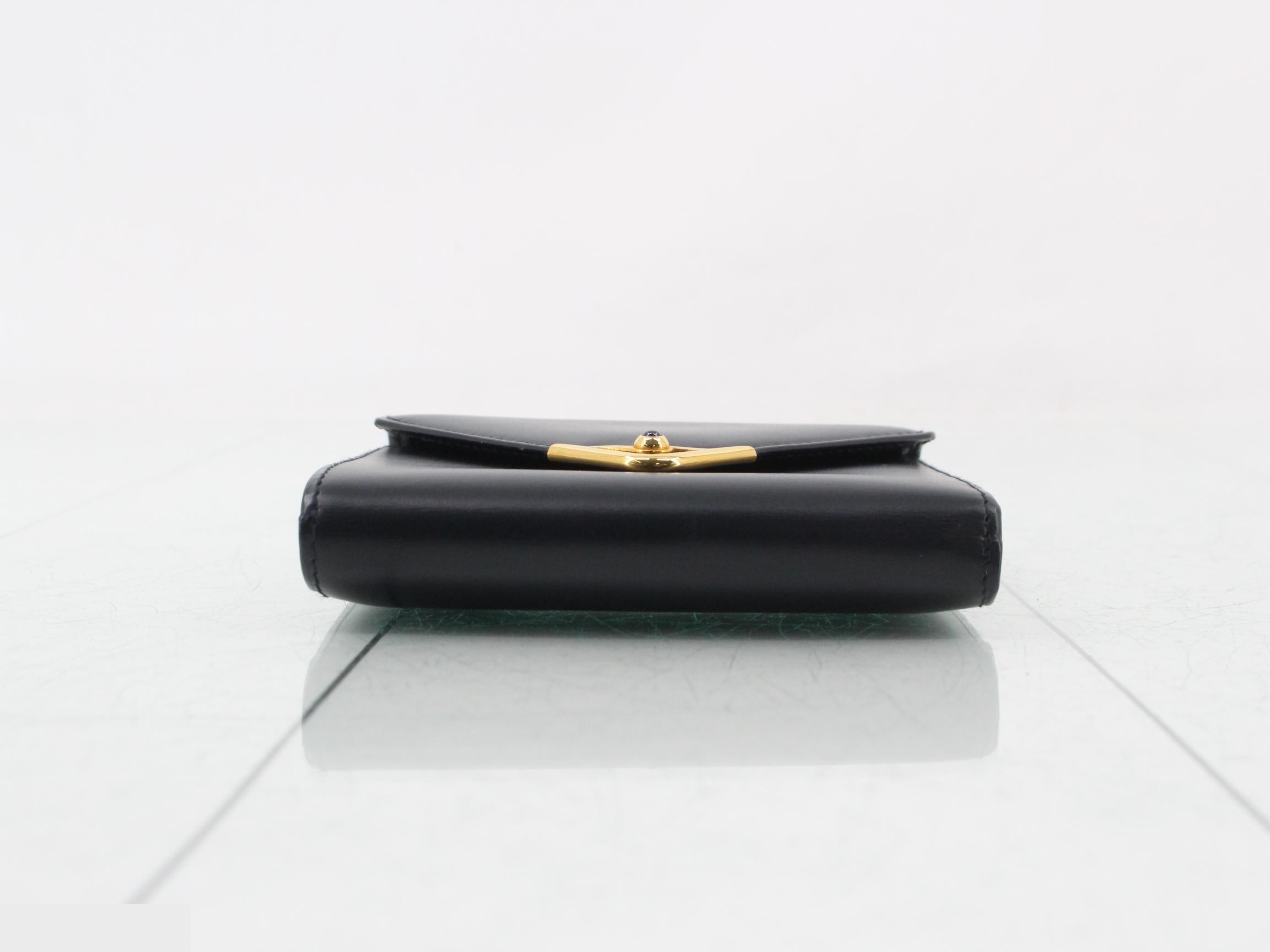 Sapphire Line Leather Tri-fold Wallet with Clasp — view 3