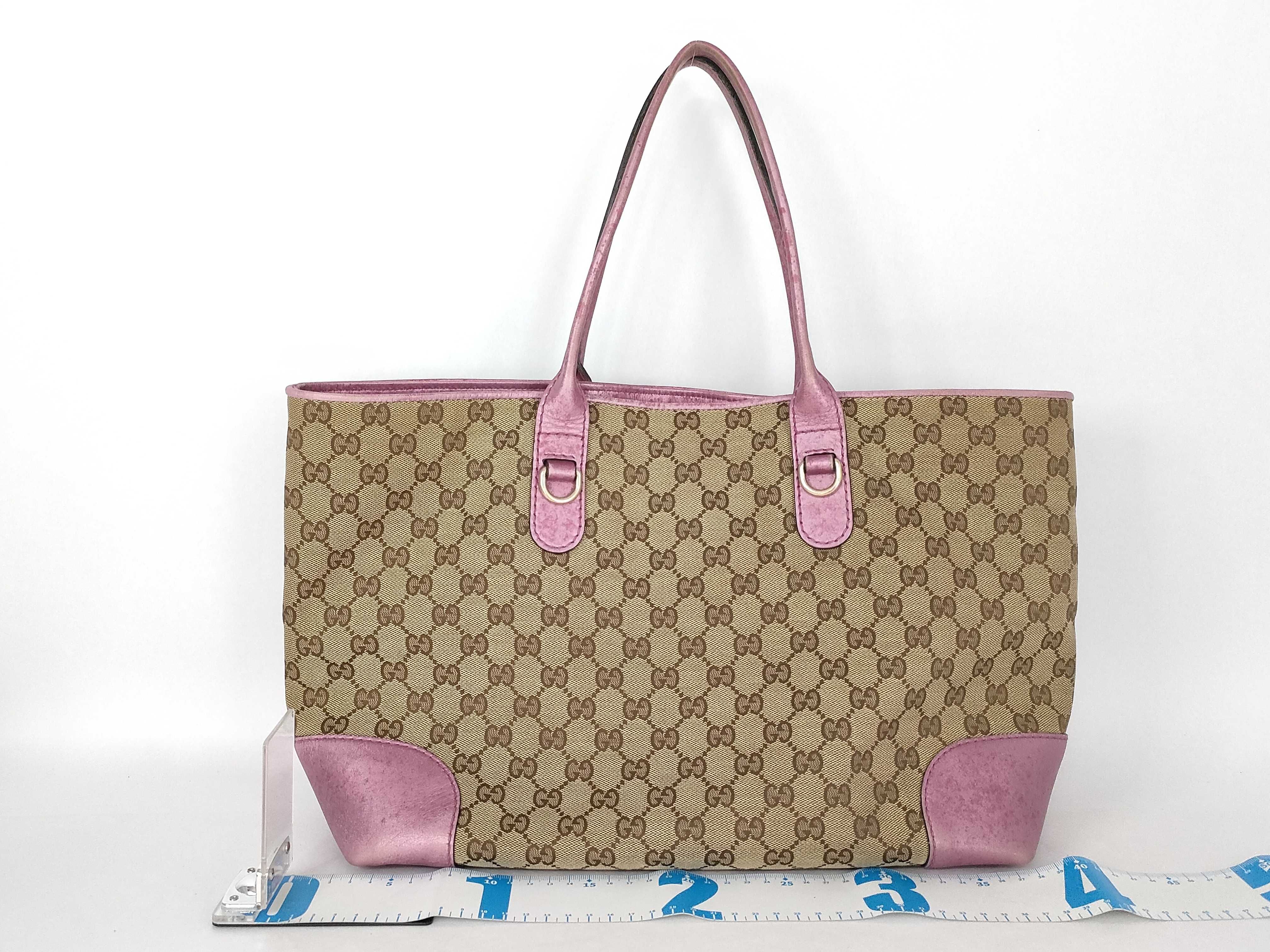 GG canvas tote bag canvas pink charm tote bag — view 2