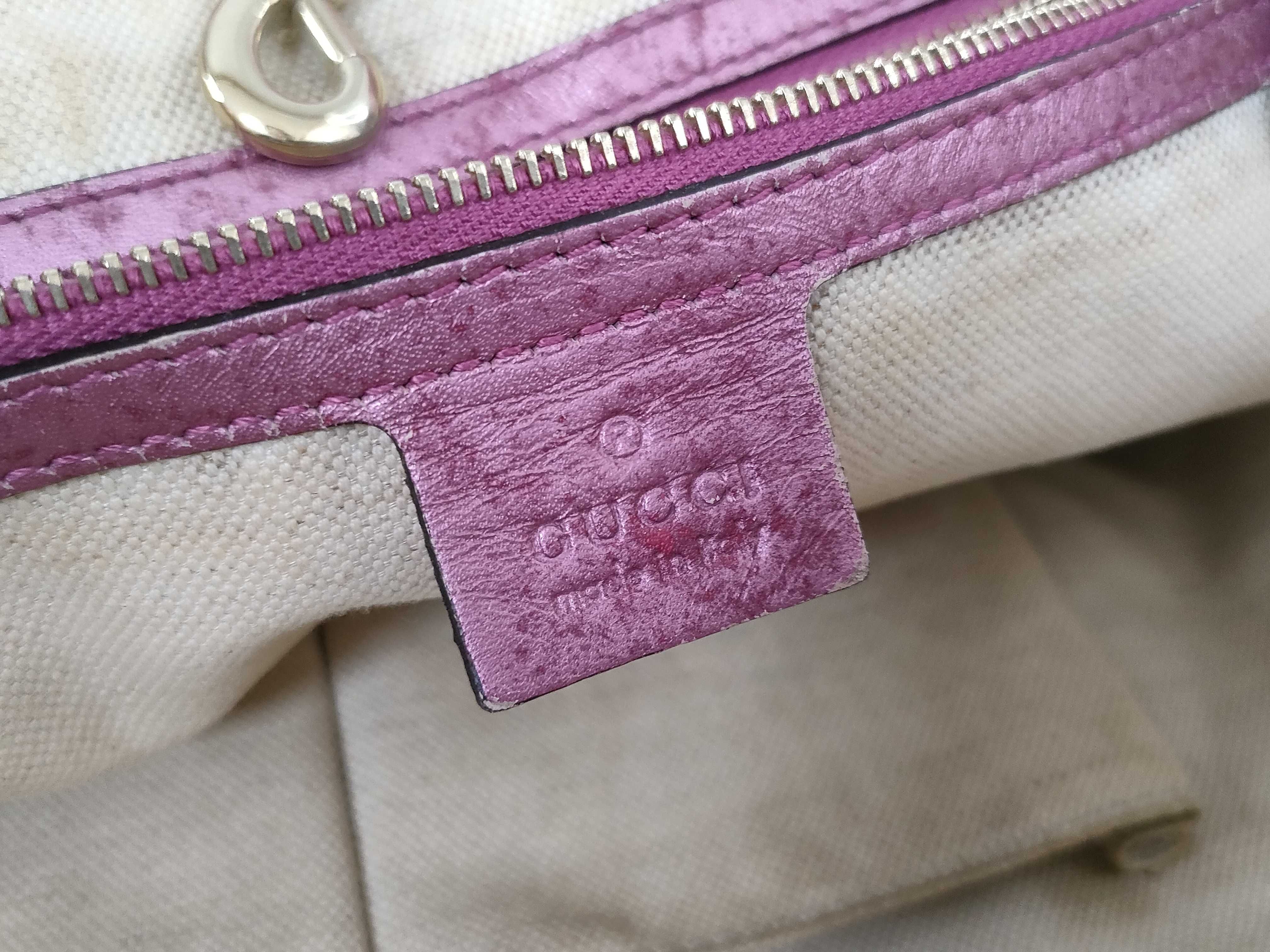 GG canvas tote bag canvas pink charm tote bag — view 13