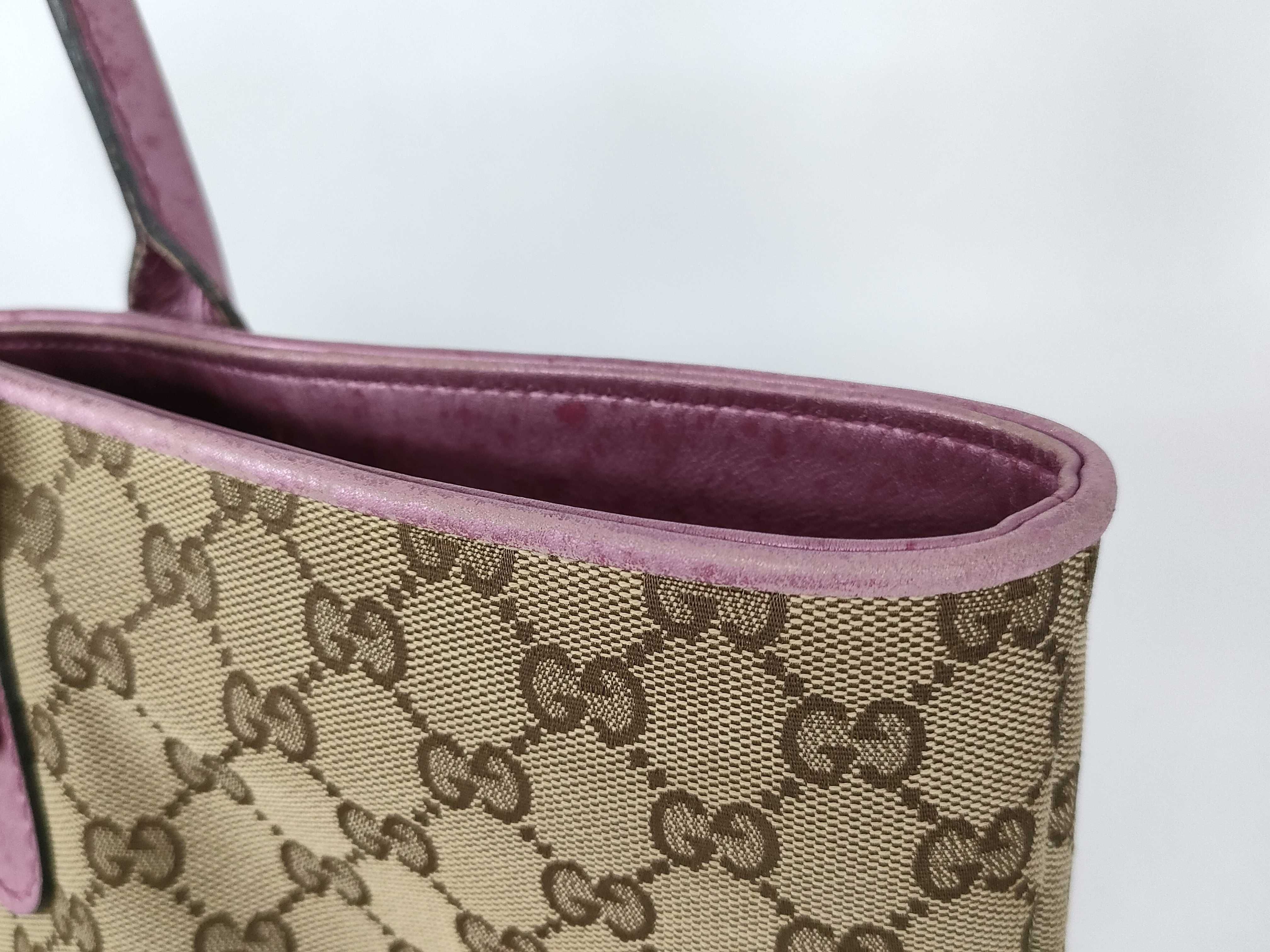 GG canvas tote bag canvas pink charm tote bag — view 15