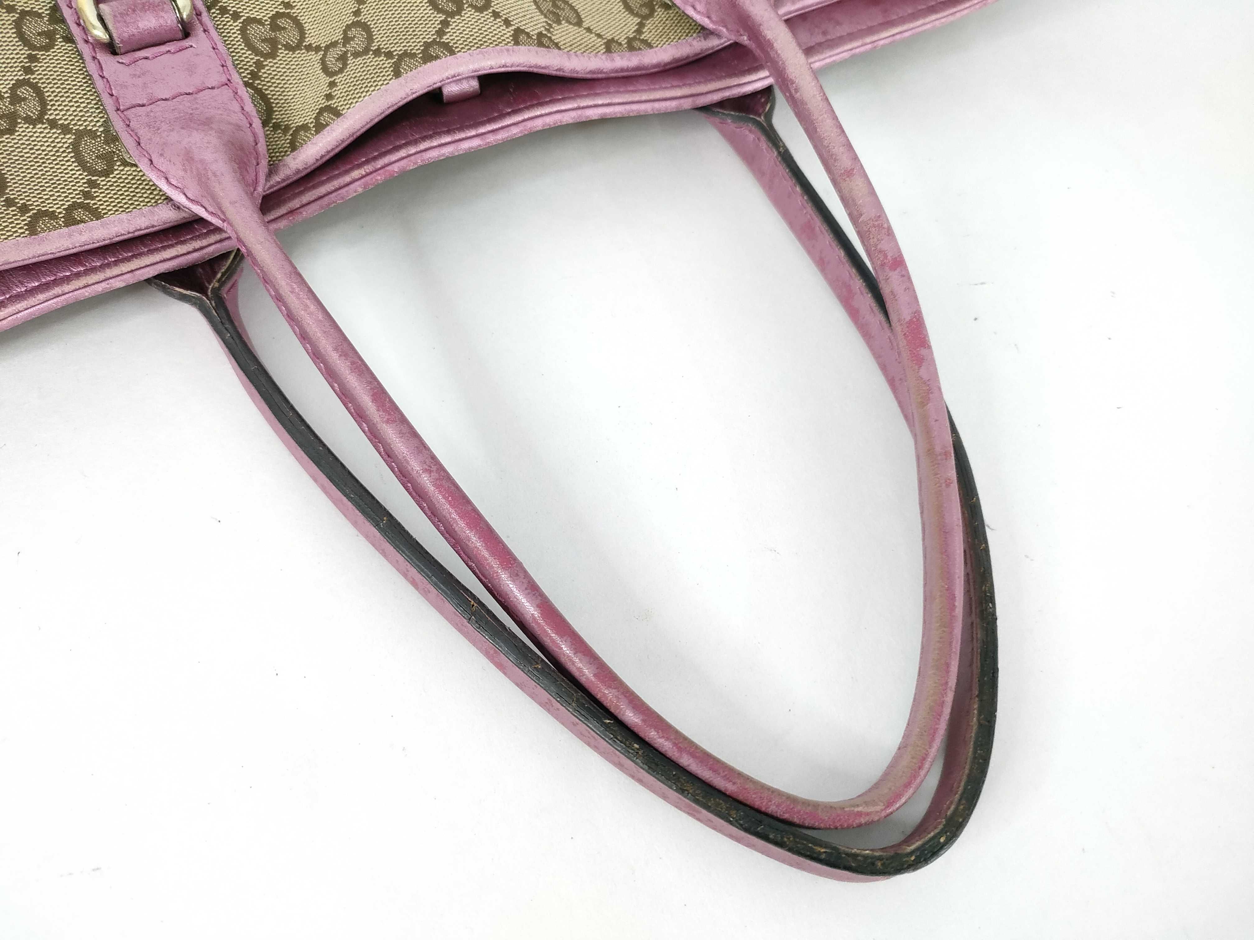 GG canvas tote bag canvas pink charm tote bag — view 3