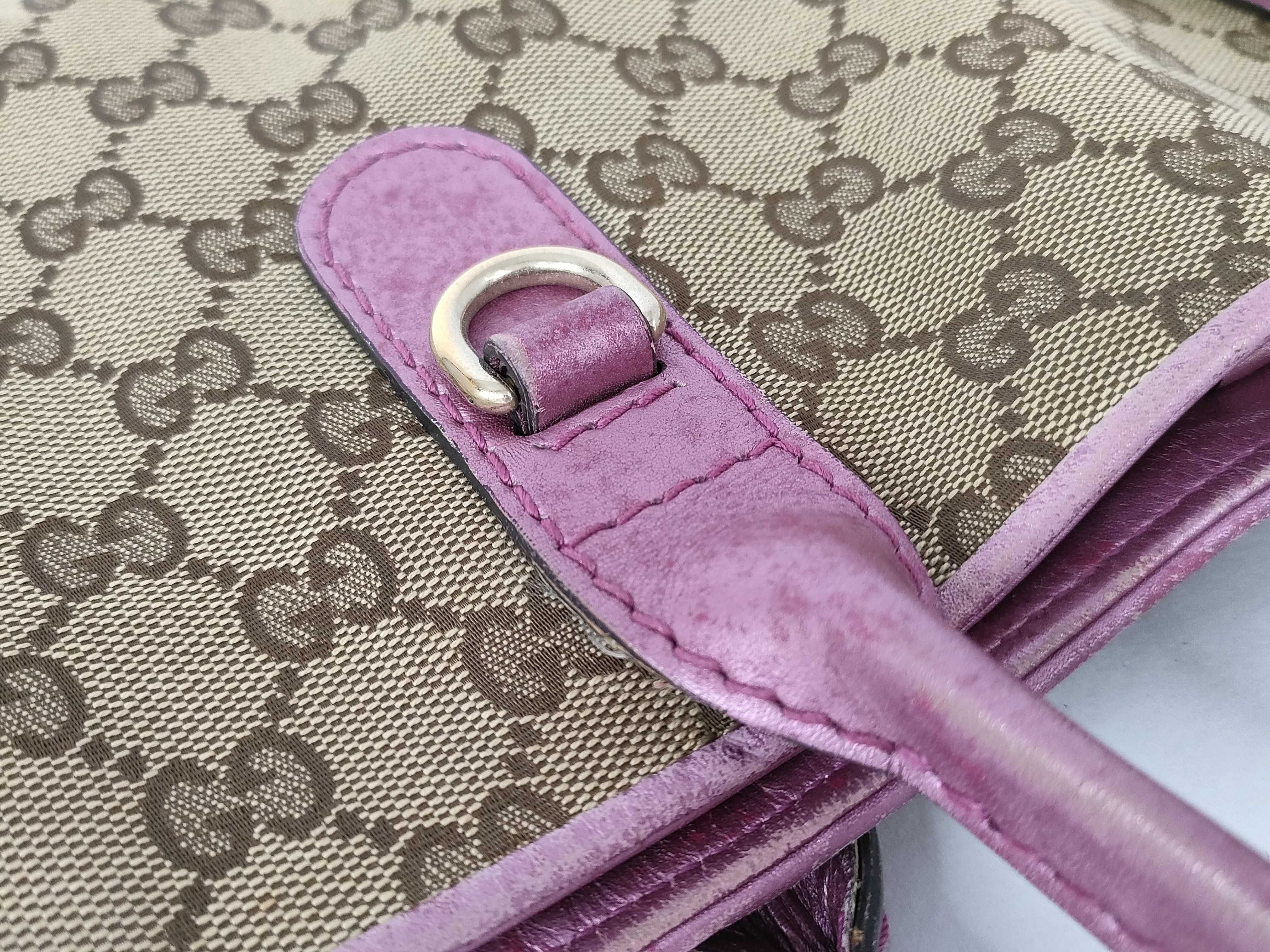 GG canvas tote bag canvas pink charm tote bag — view 5