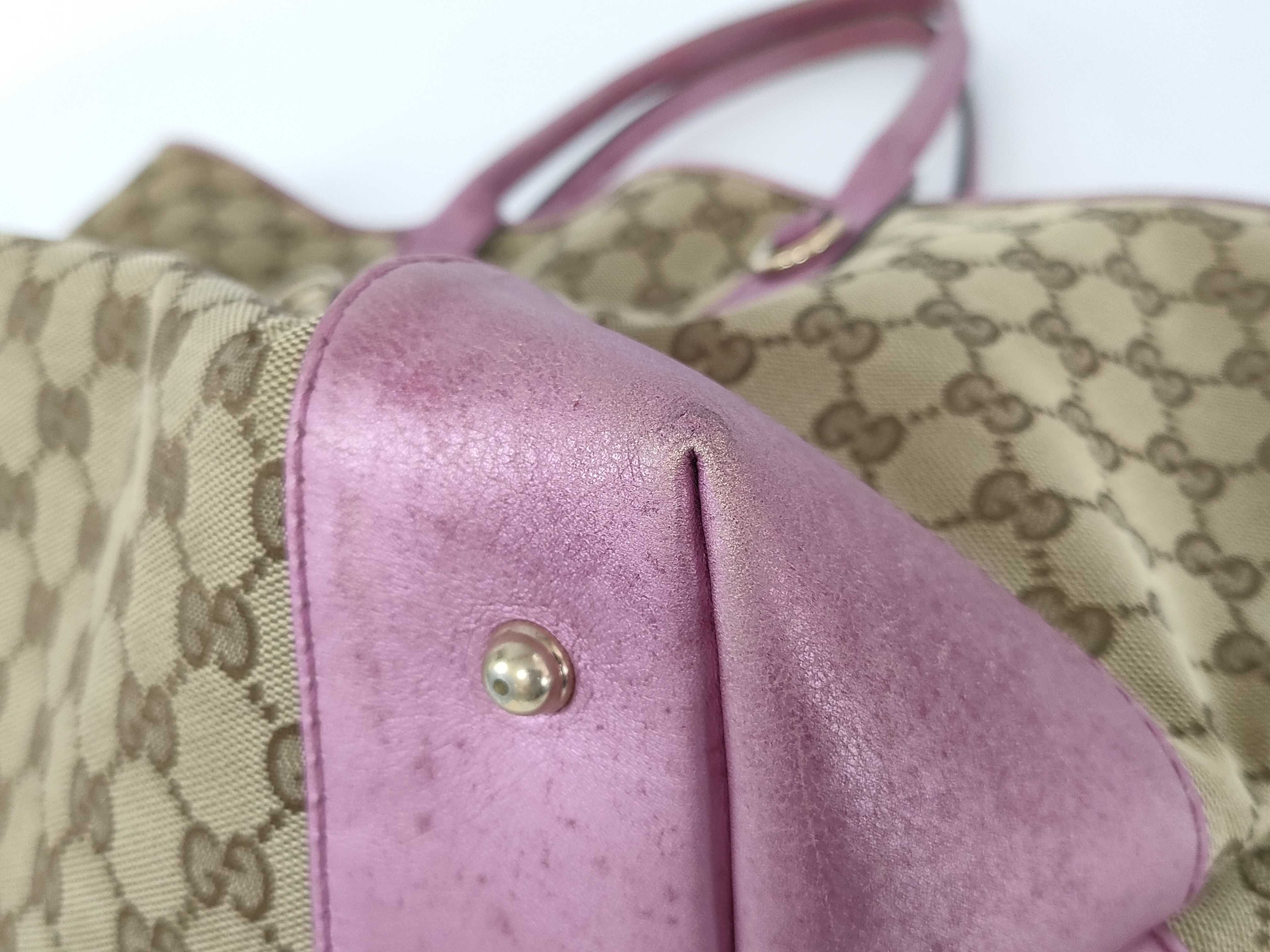 GG canvas tote bag canvas pink charm tote bag — view 6