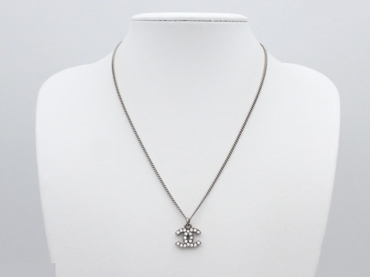 Coco Mark Stone Silver Necklace C11V (with box) — view 3