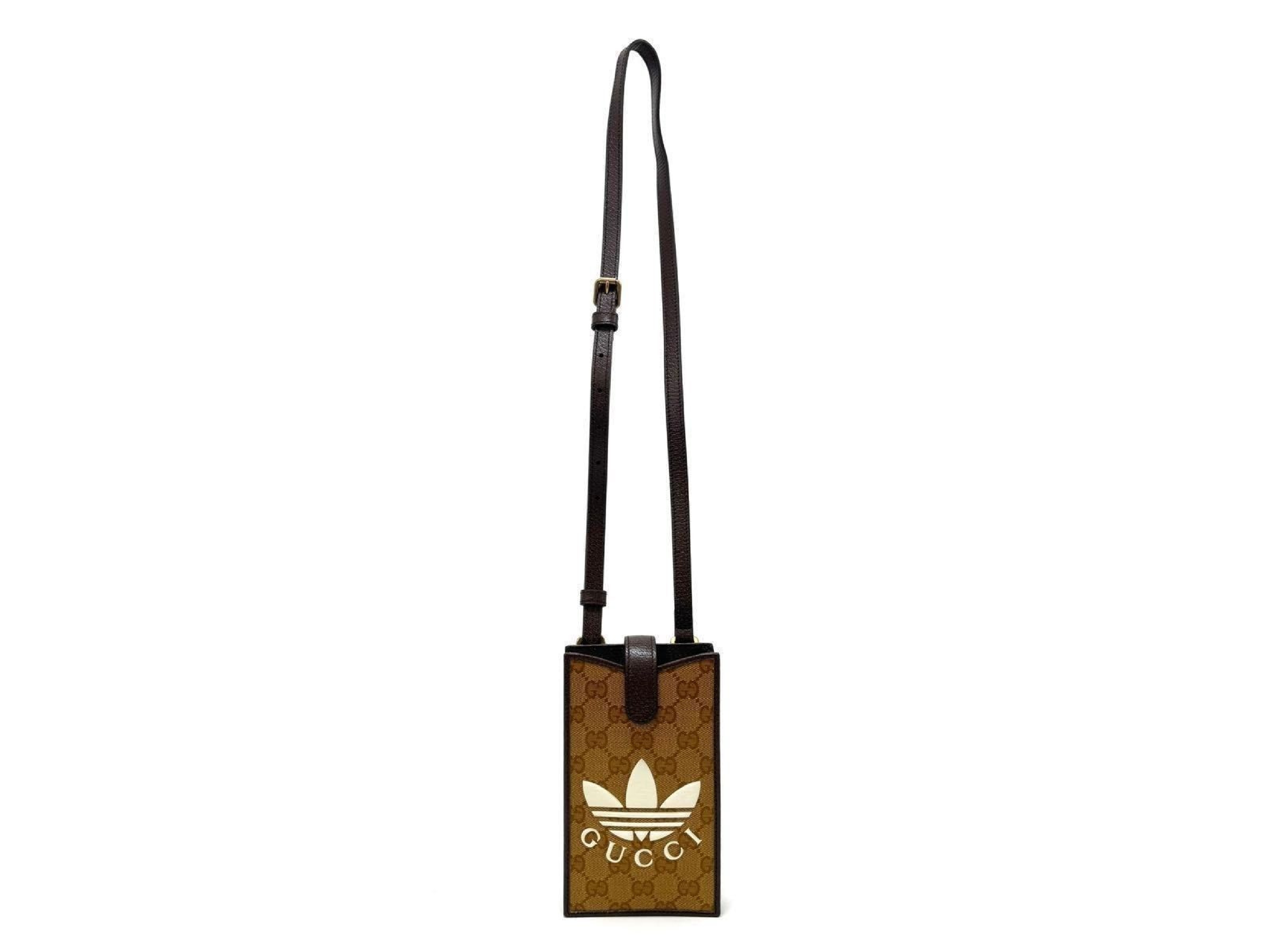 x Adidas Shoulder Bag, Smartphone Shoulder Bag, GG Crystal, Beige/Brown, Adidas Shoulder Bag — view 3