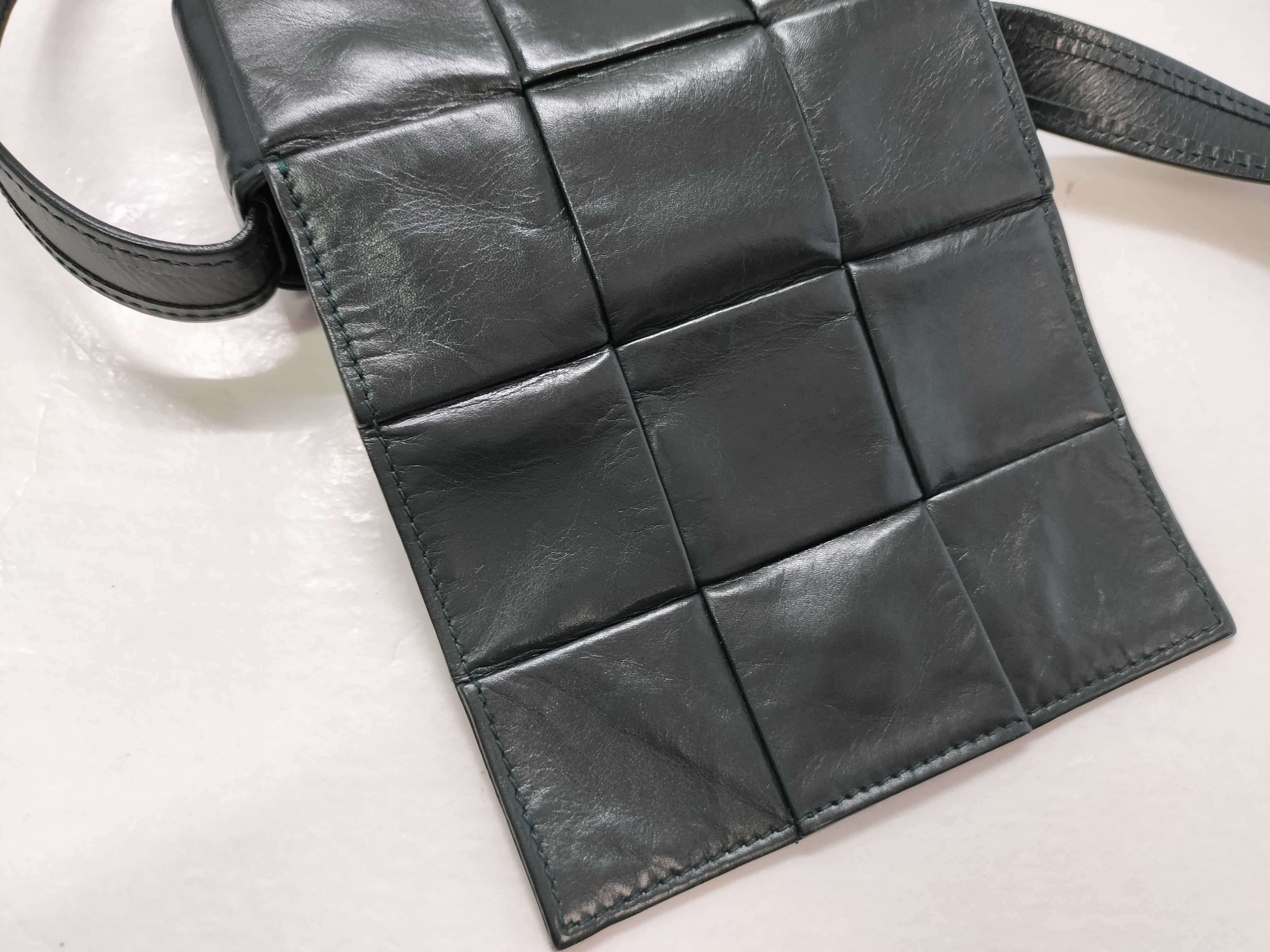 SG - Bottega Veneta Maxi Intrecciato Cassette Mini Leather Shoulder Bag Green RF Shoulder Bag — view 12