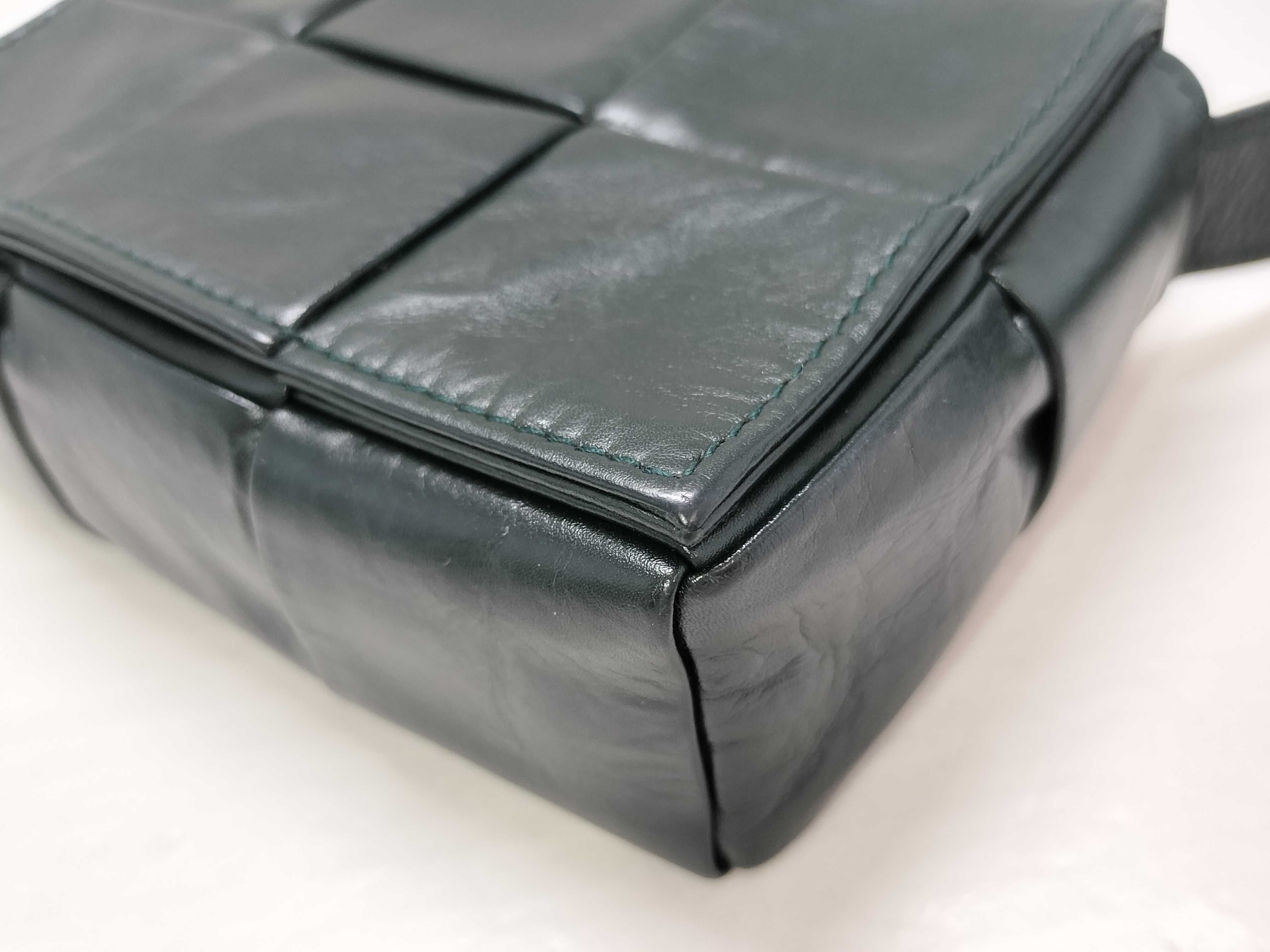 SG - Bottega Veneta Maxi Intrecciato Cassette Mini Leather Shoulder Bag Green RF Shoulder Bag — view 6
