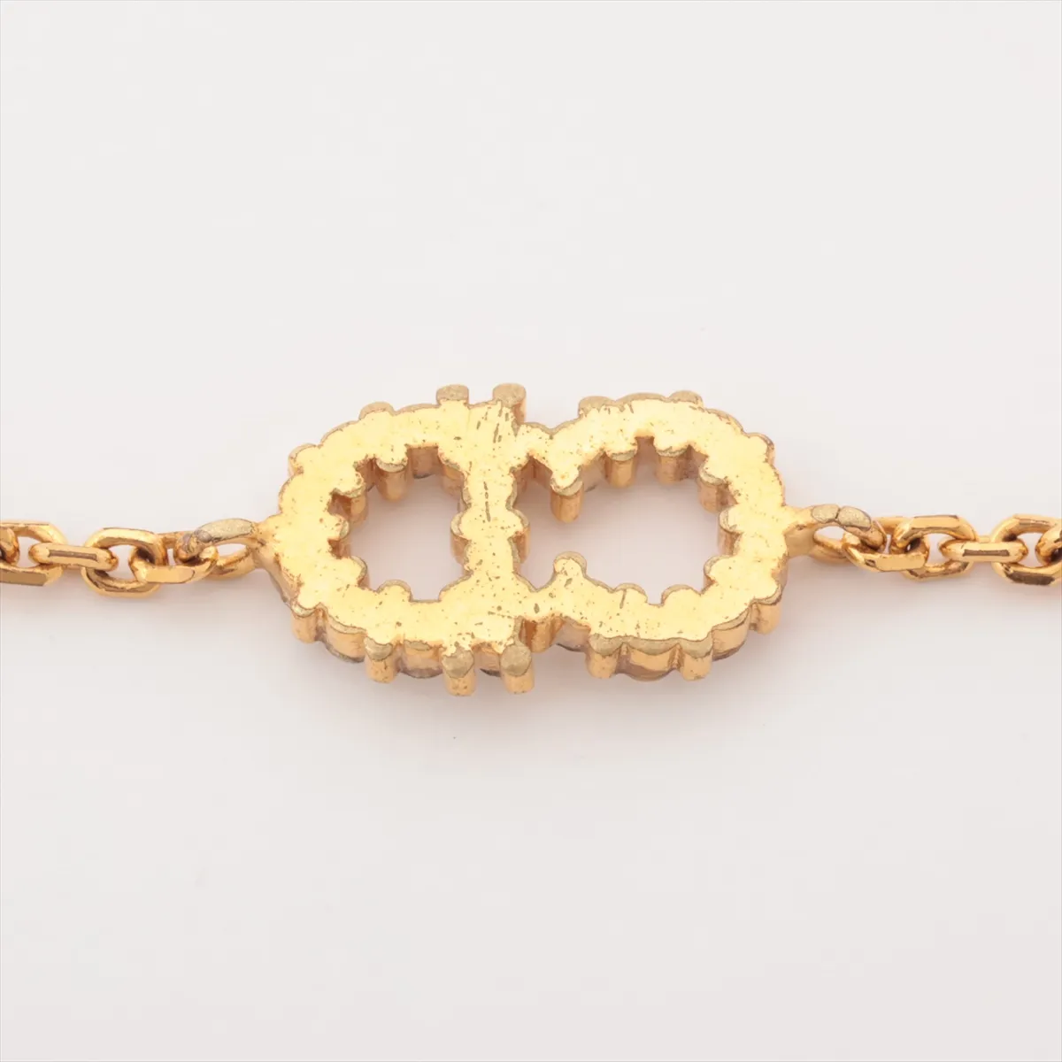 Clair D Lune bracelet, gold-plated with rhinestones and faux pearls. Shows signs of wear including dents, chips, — view 3