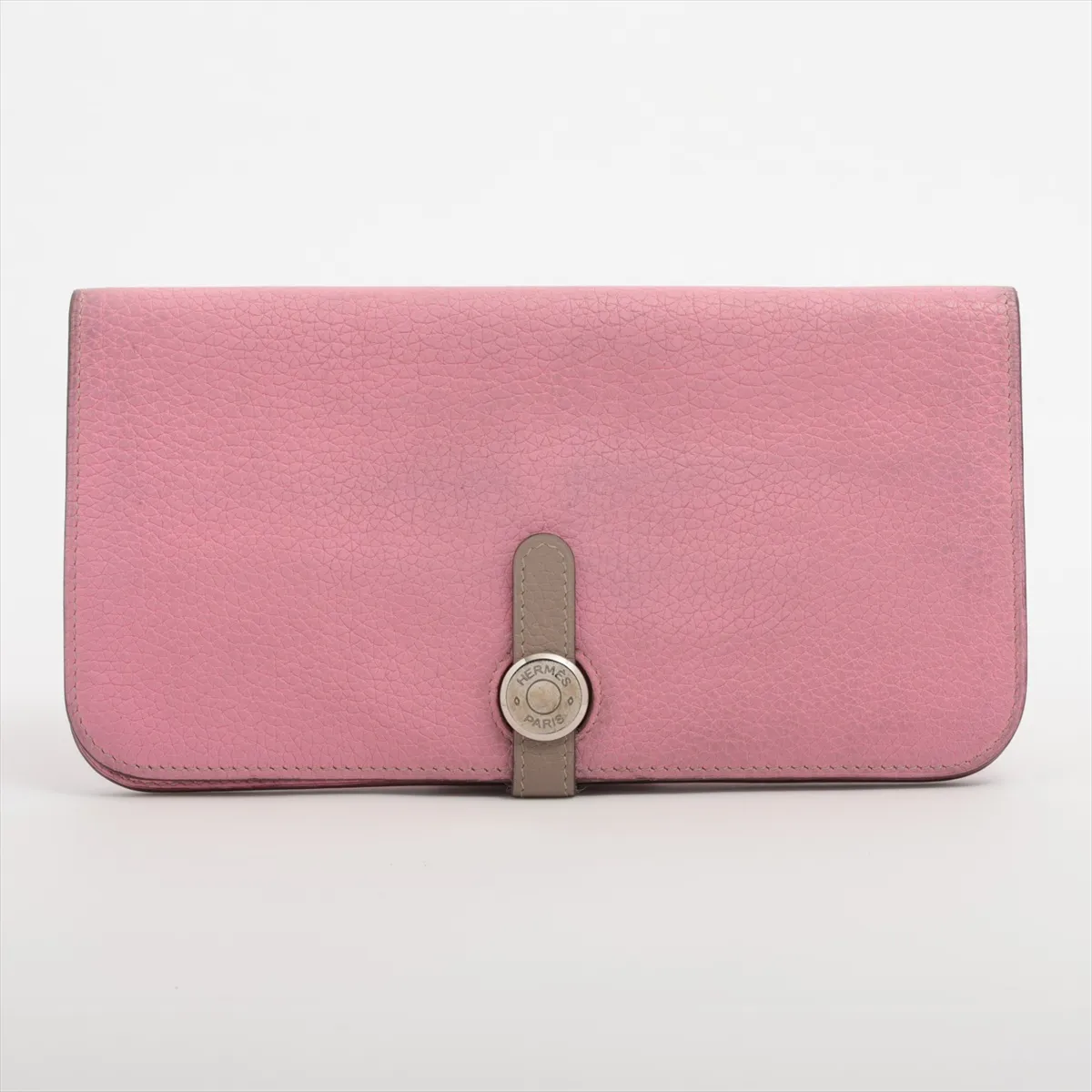 Dogon Long Taurillon Clemence Long Wallet Pink x Beige Silver Hardware M:2009