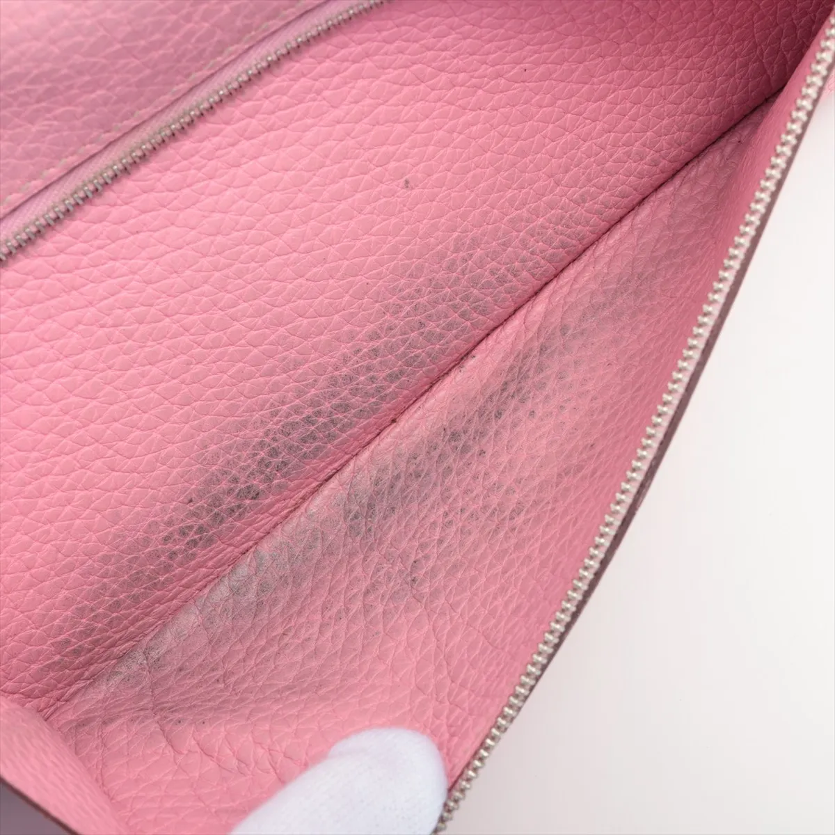 Dogon Long Taurillon Clemence Long Wallet Pink x Beige Silver Hardware M:2009 — view 6