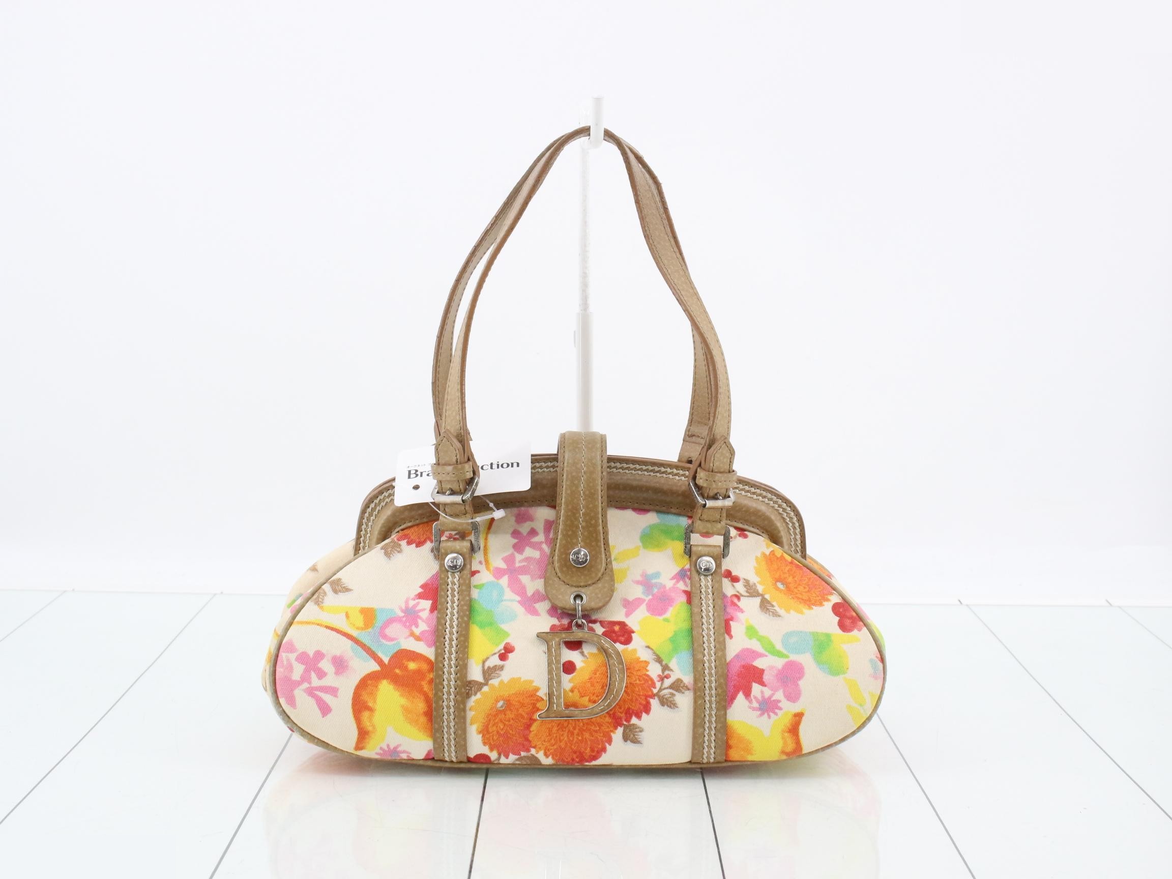 Canvas x Leather Handbag, Multicolor