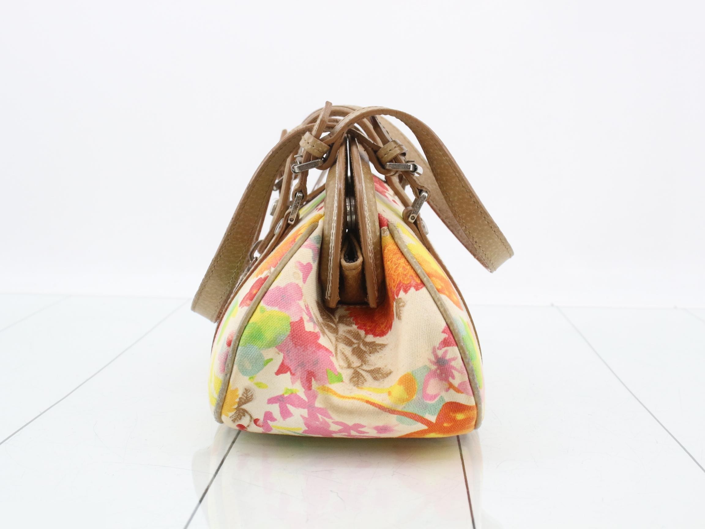 Canvas x Leather Handbag, Multicolor — view 3