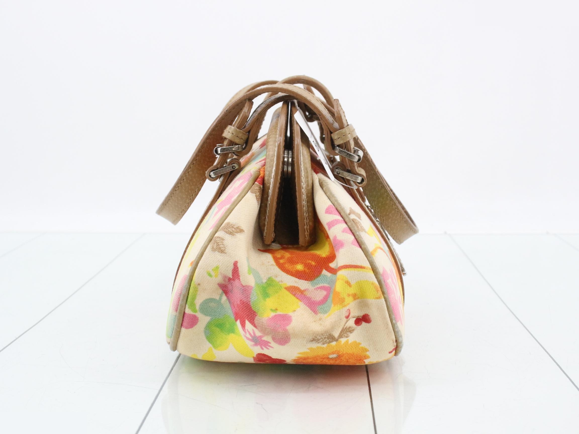 Canvas x Leather Handbag, Multicolor — view 4