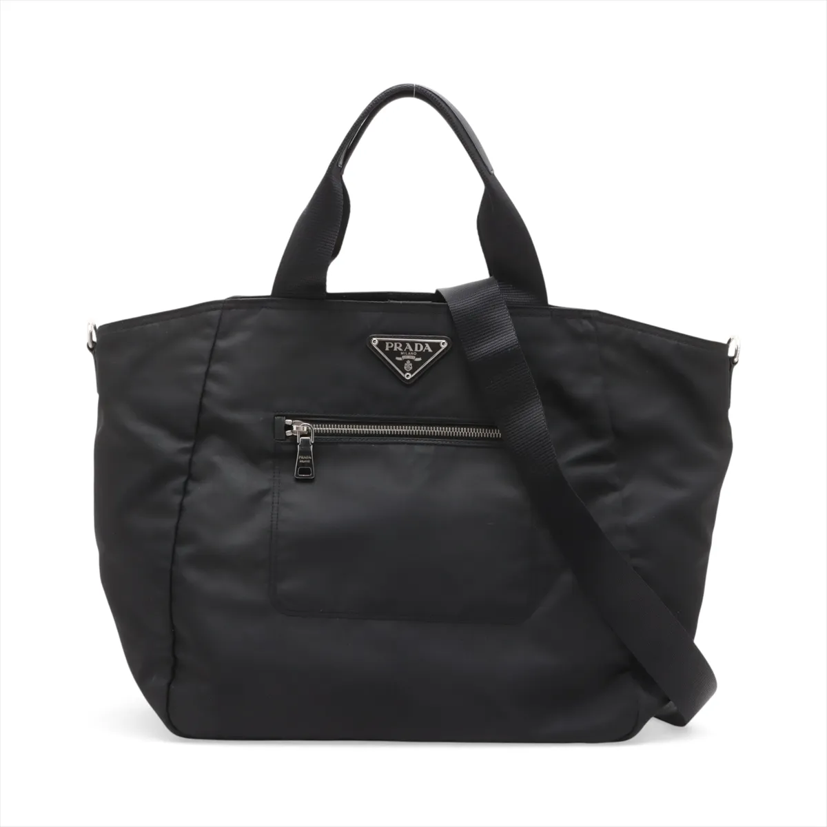 Tessuto Nylon x Leather 2WAY Handbag Black