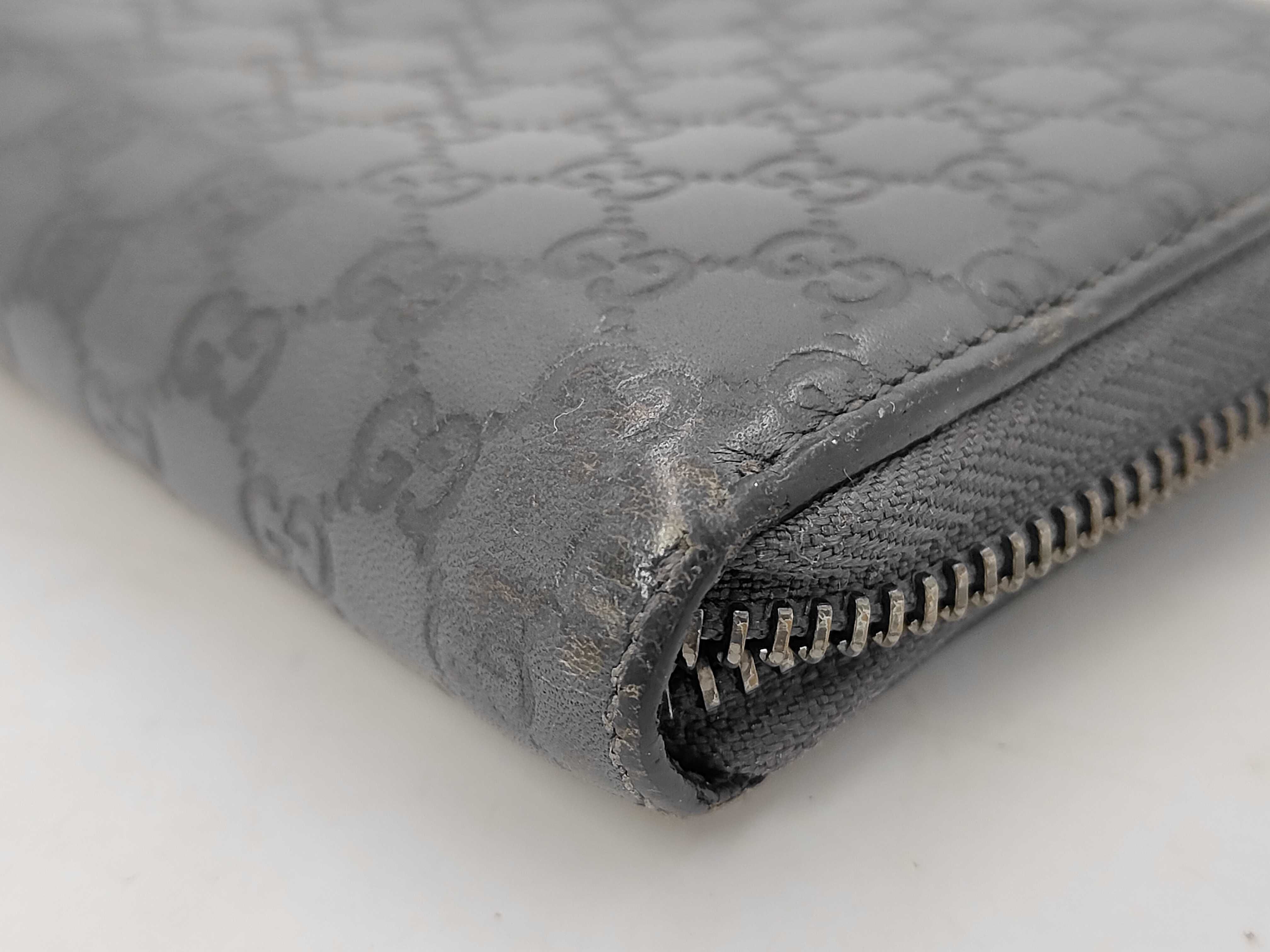 244994 Microguccissima Leather Round Zipper Wallet, Gray — view 3