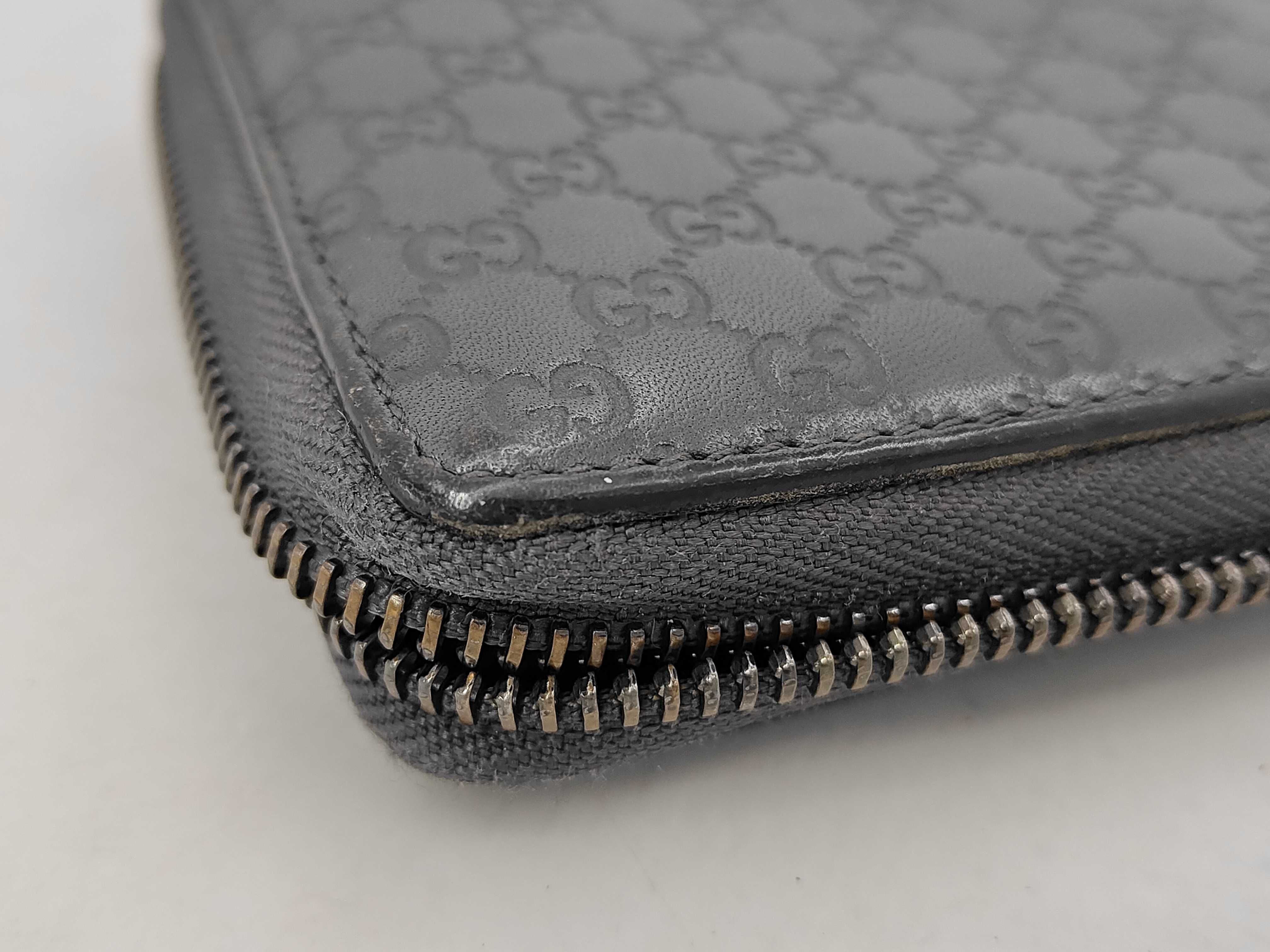 244994 Microguccissima Leather Round Zipper Wallet, Gray — view 8