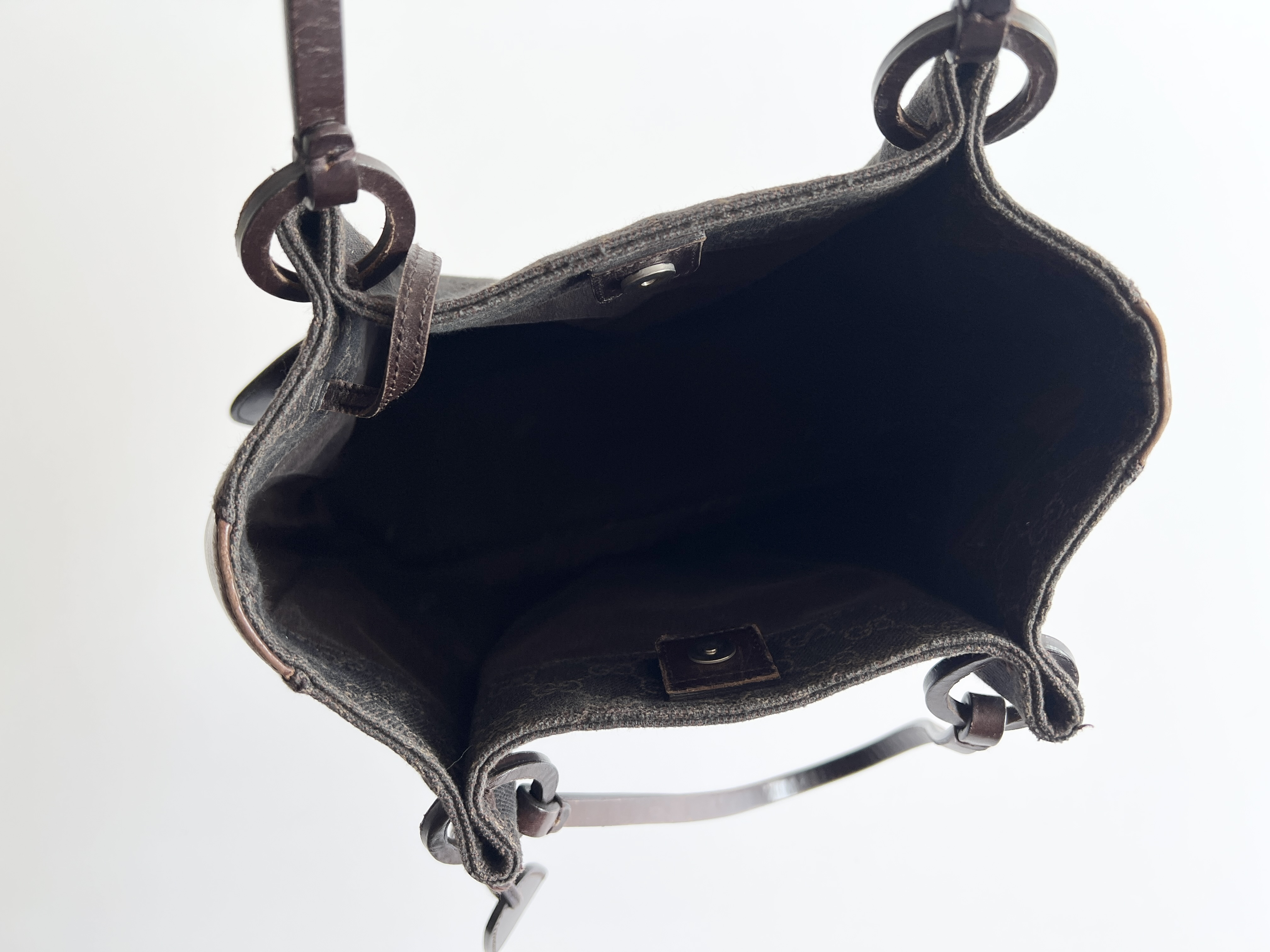GG Canvas Leather Denim Pouch Tote Bag Handbag — view 5