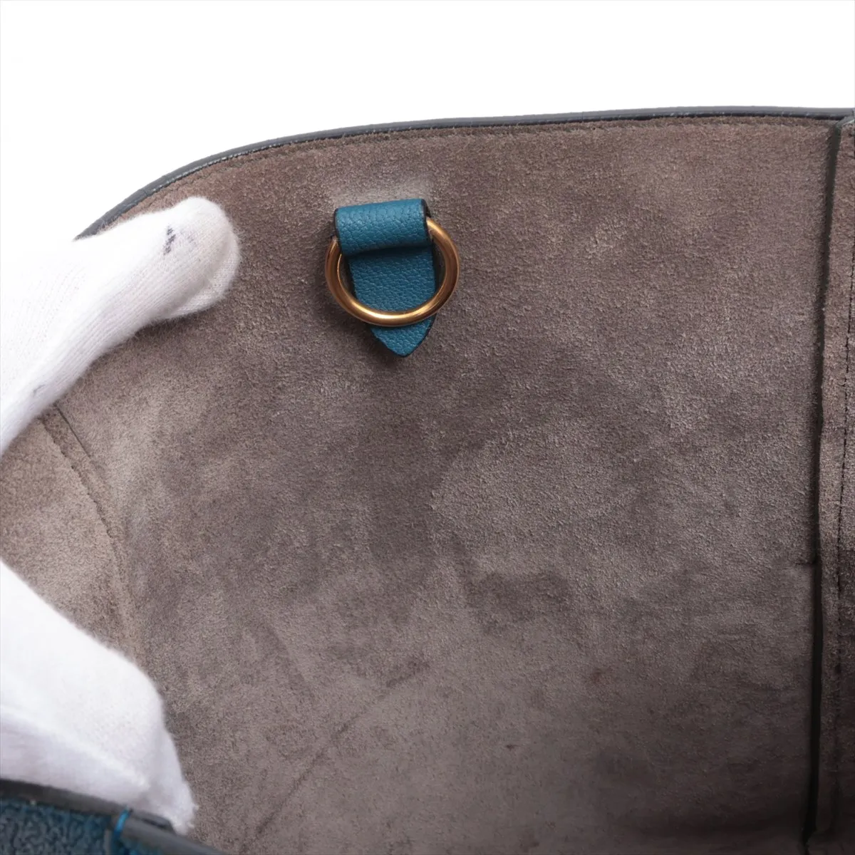 Sangle Bucket Small Leather Shoulder Bag Navy — view 11