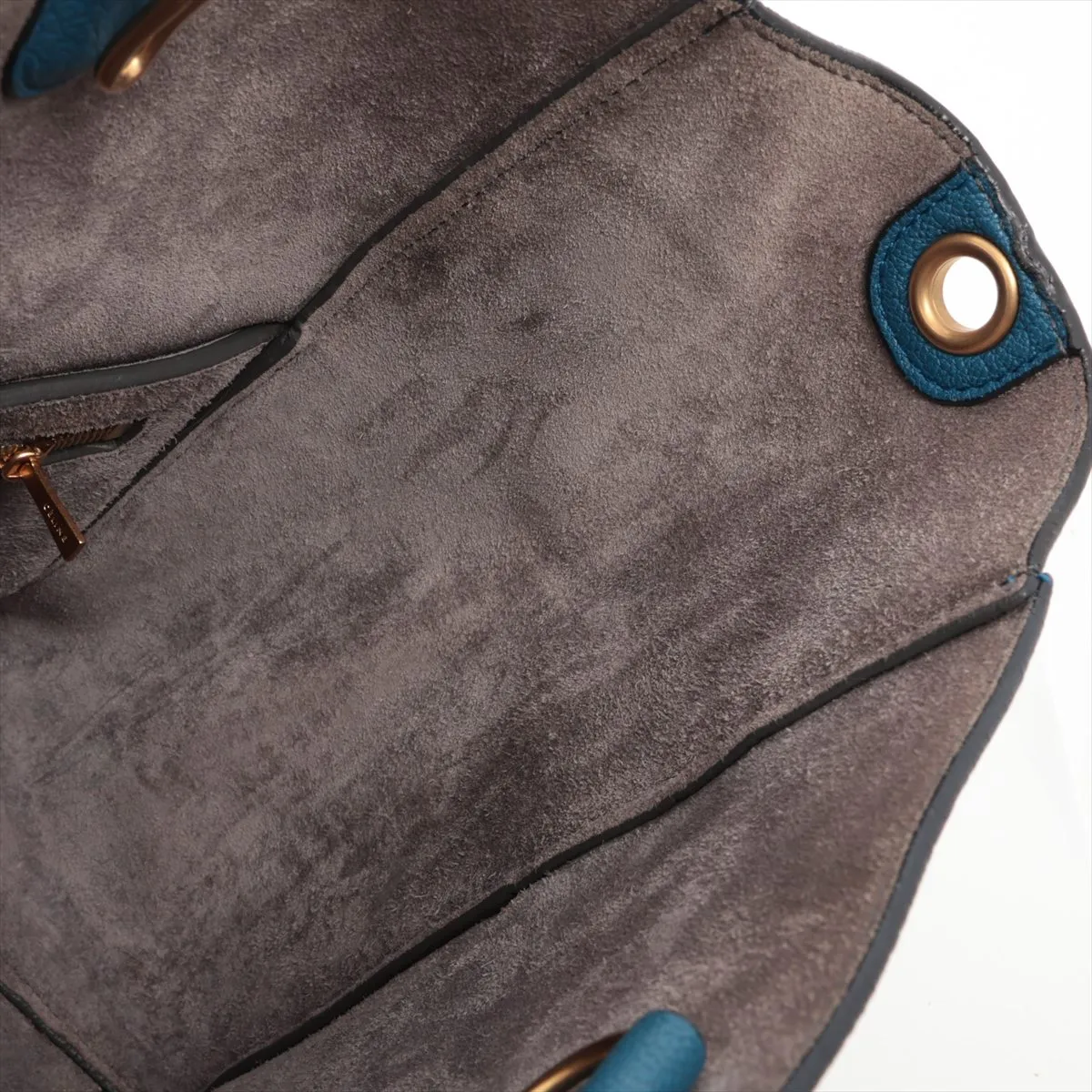 Sangle Bucket Small Leather Shoulder Bag Navy — view 12
