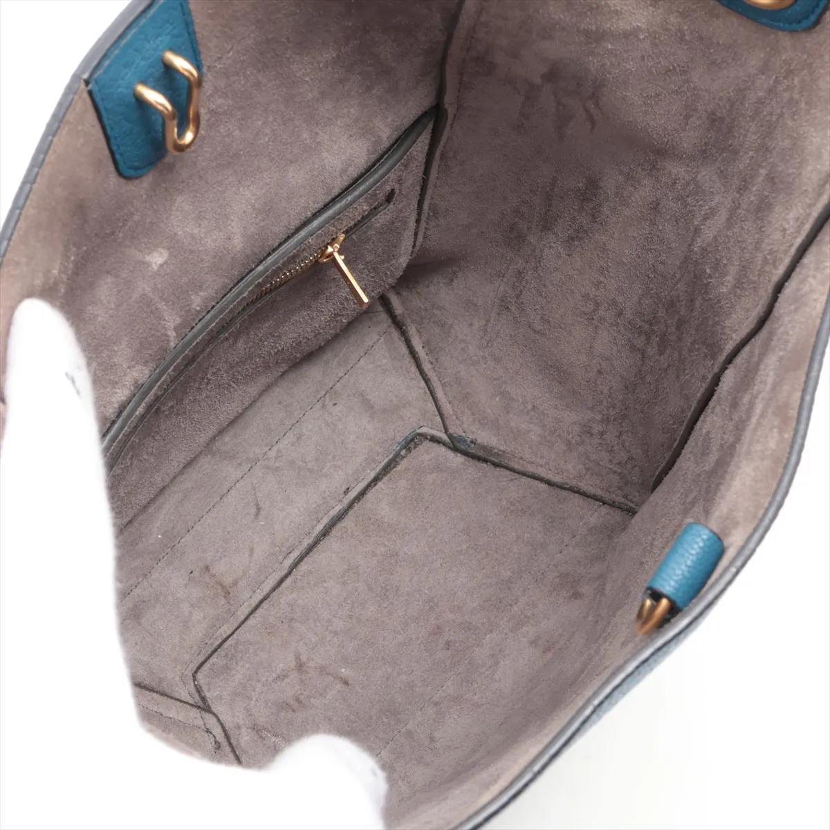Sangle Bucket Small Leather Shoulder Bag Navy — view 6