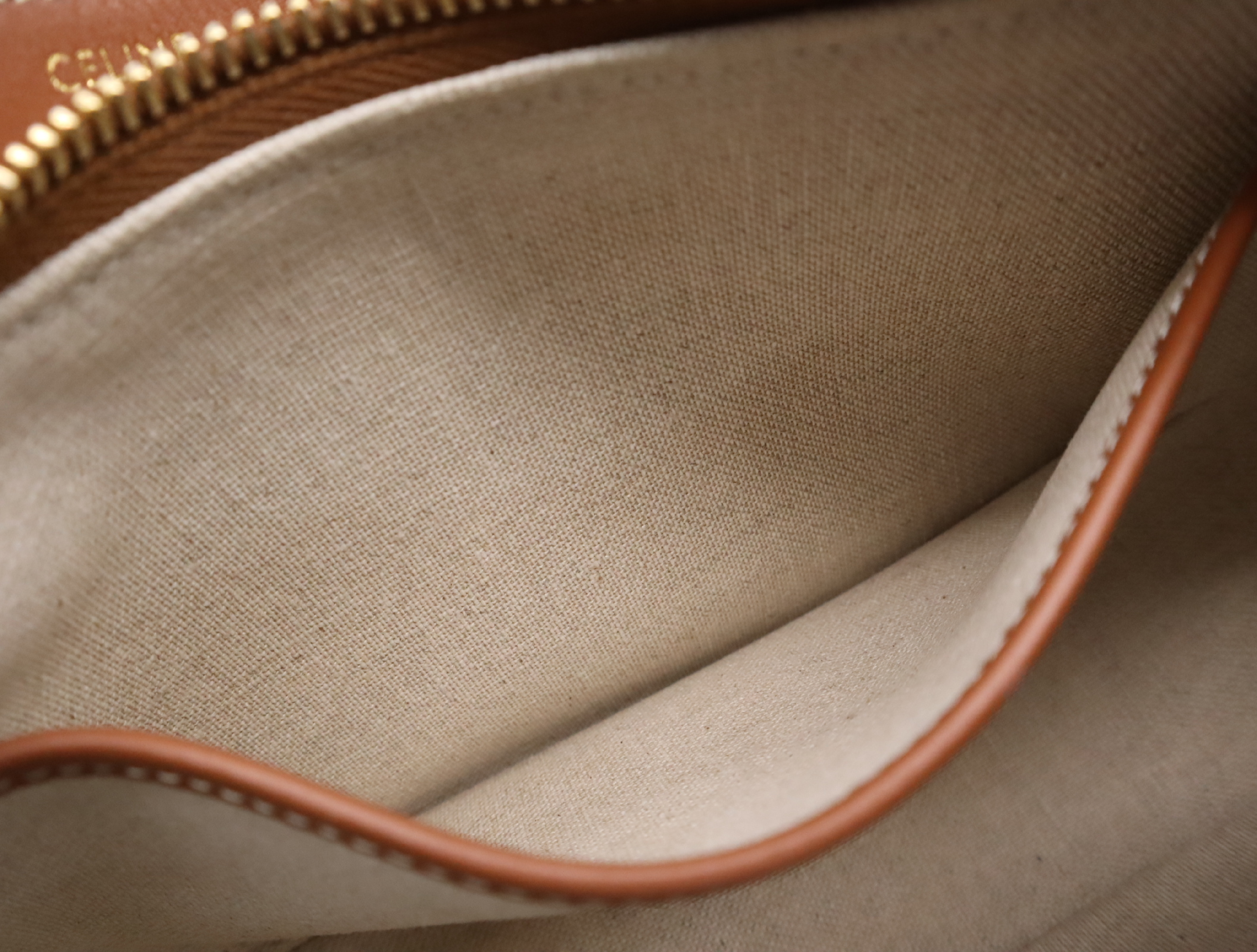 Polyamide Leather Triomphe Handbag Medium Ava Ivory Brown Handbag — view 12