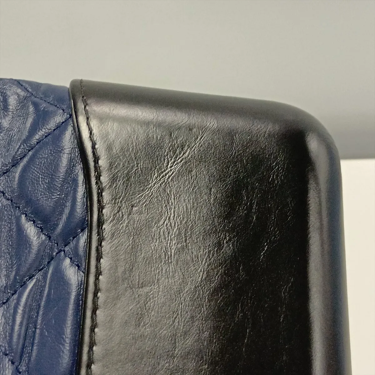 Gabrielle de Chanel Vintage Calfskin Chain Shoulder Bag, Navy x Black, Gold x Silver Hardware, Serial Number 24 — view 13