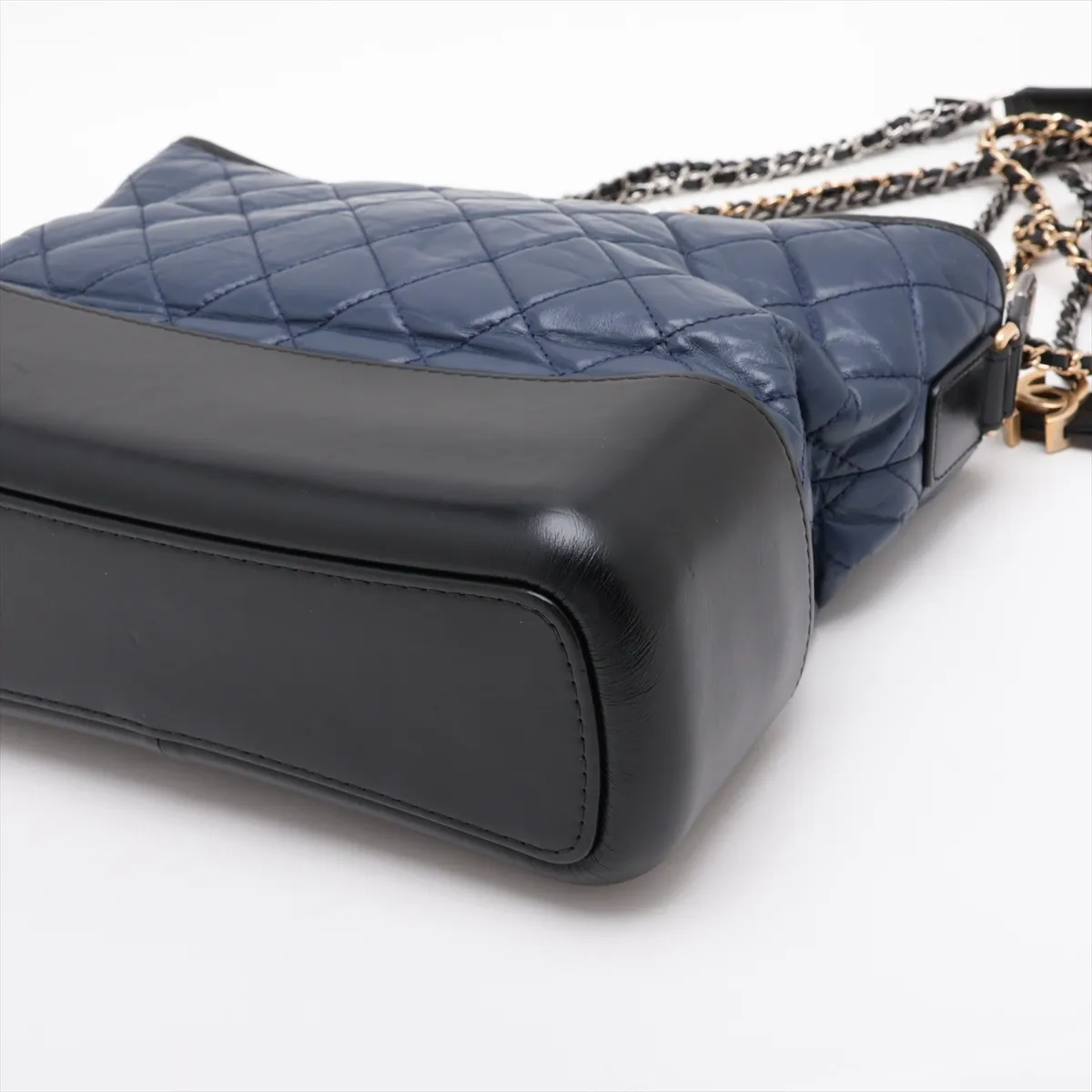 Gabrielle de Chanel Vintage Calfskin Chain Shoulder Bag, Navy x Black, Gold x Silver Hardware, Serial Number 24 — view 3