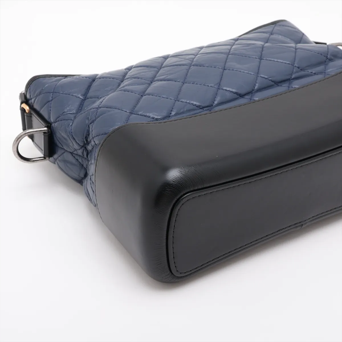 Gabrielle de Chanel Vintage Calfskin Chain Shoulder Bag, Navy x Black, Gold x Silver Hardware, Serial Number 24 — view 4