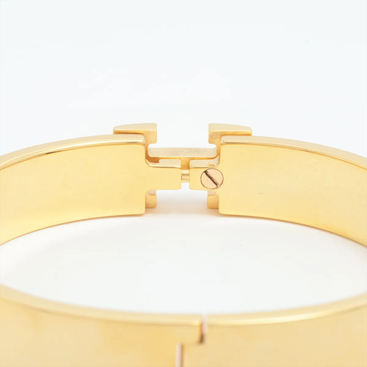 Clic Clac H Bangle Bracelet, GP x Enamel, Gold x White, — view 4