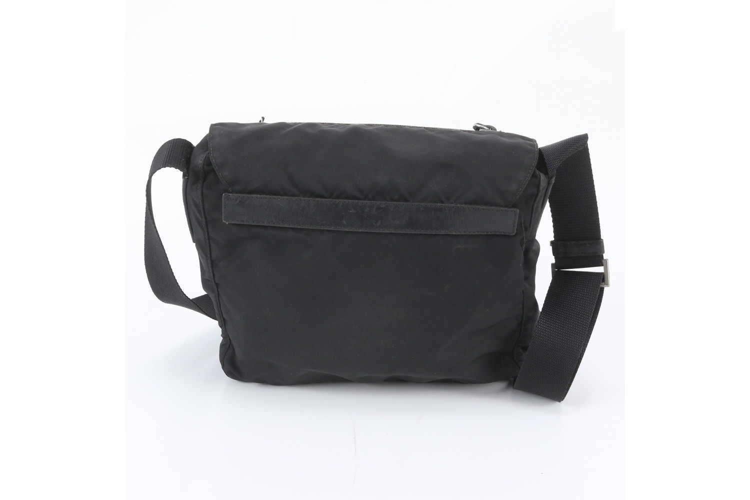 Tessuto Nylon Triangle Logo Leather Shoulder Bag — view 3