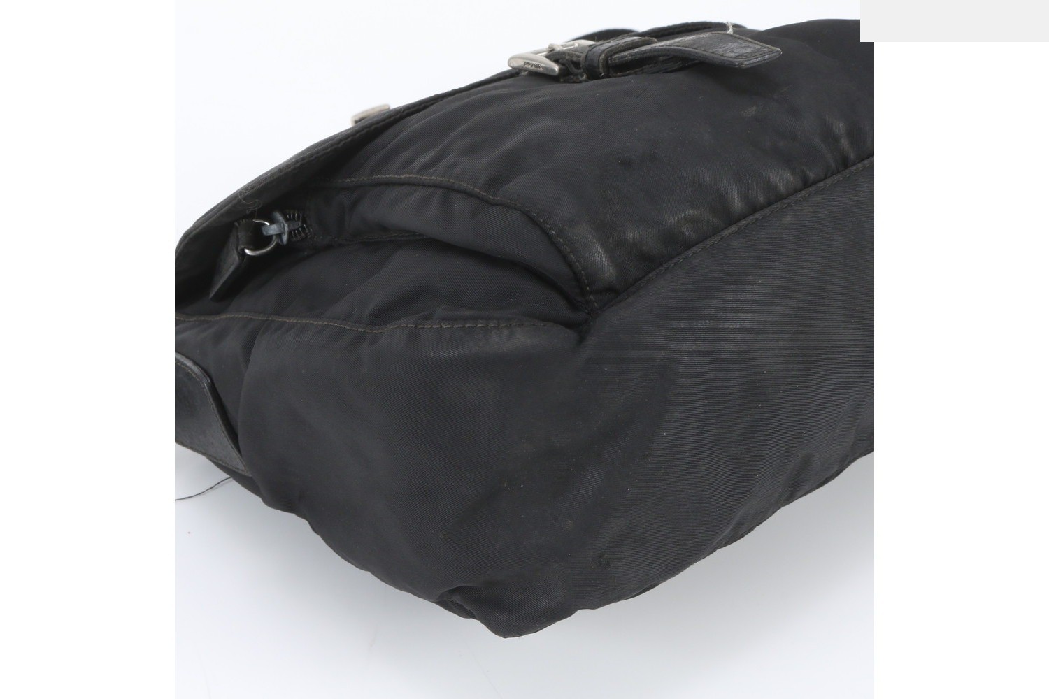 Tessuto Nylon Triangle Logo Leather Shoulder Bag — view 4