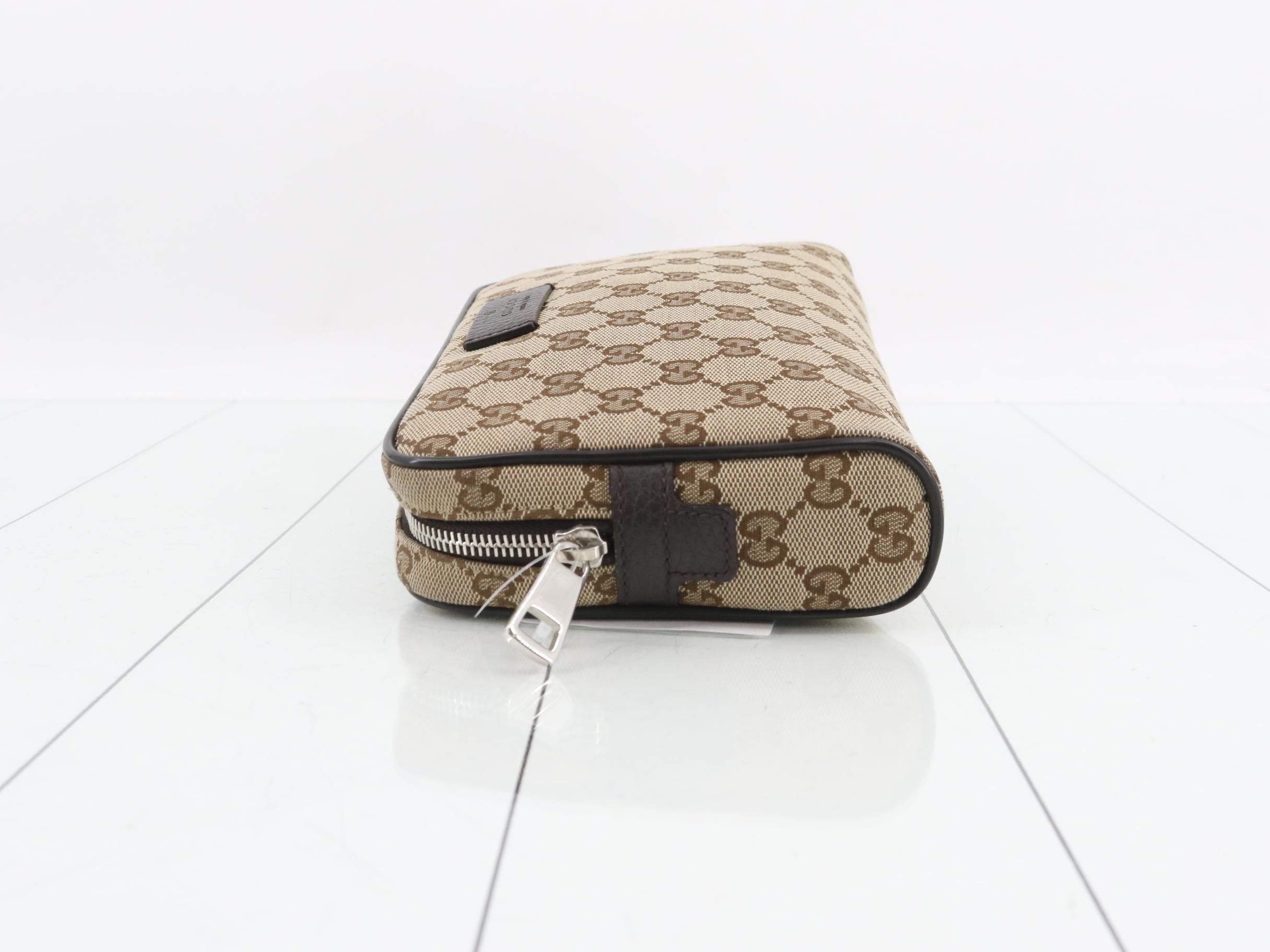 GG Canvas Waist Bag, Beige/Brown, Silver Hardware, with Dust Bag — view 4