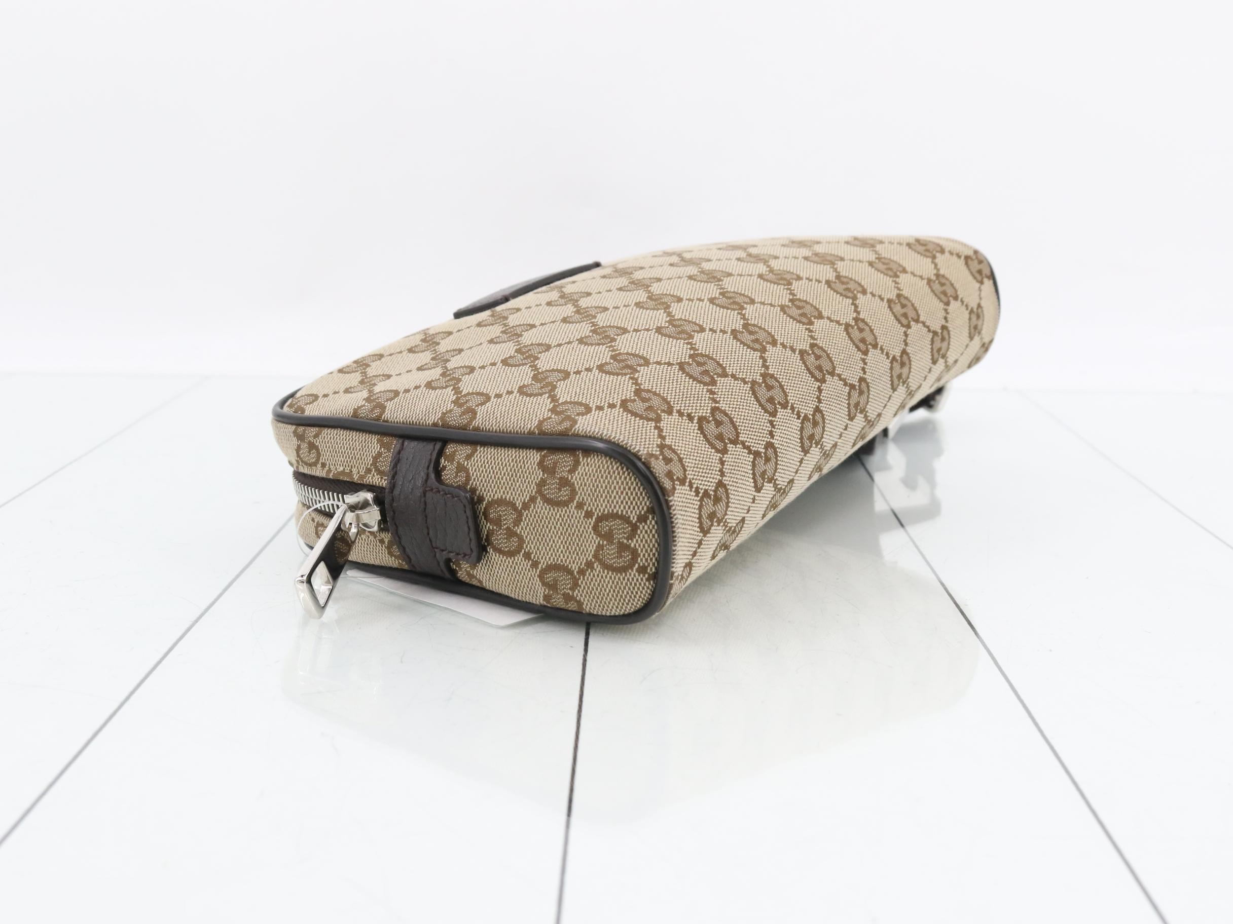 GG Canvas Waist Bag, Beige/Brown, Silver Hardware, with Dust Bag — view 5