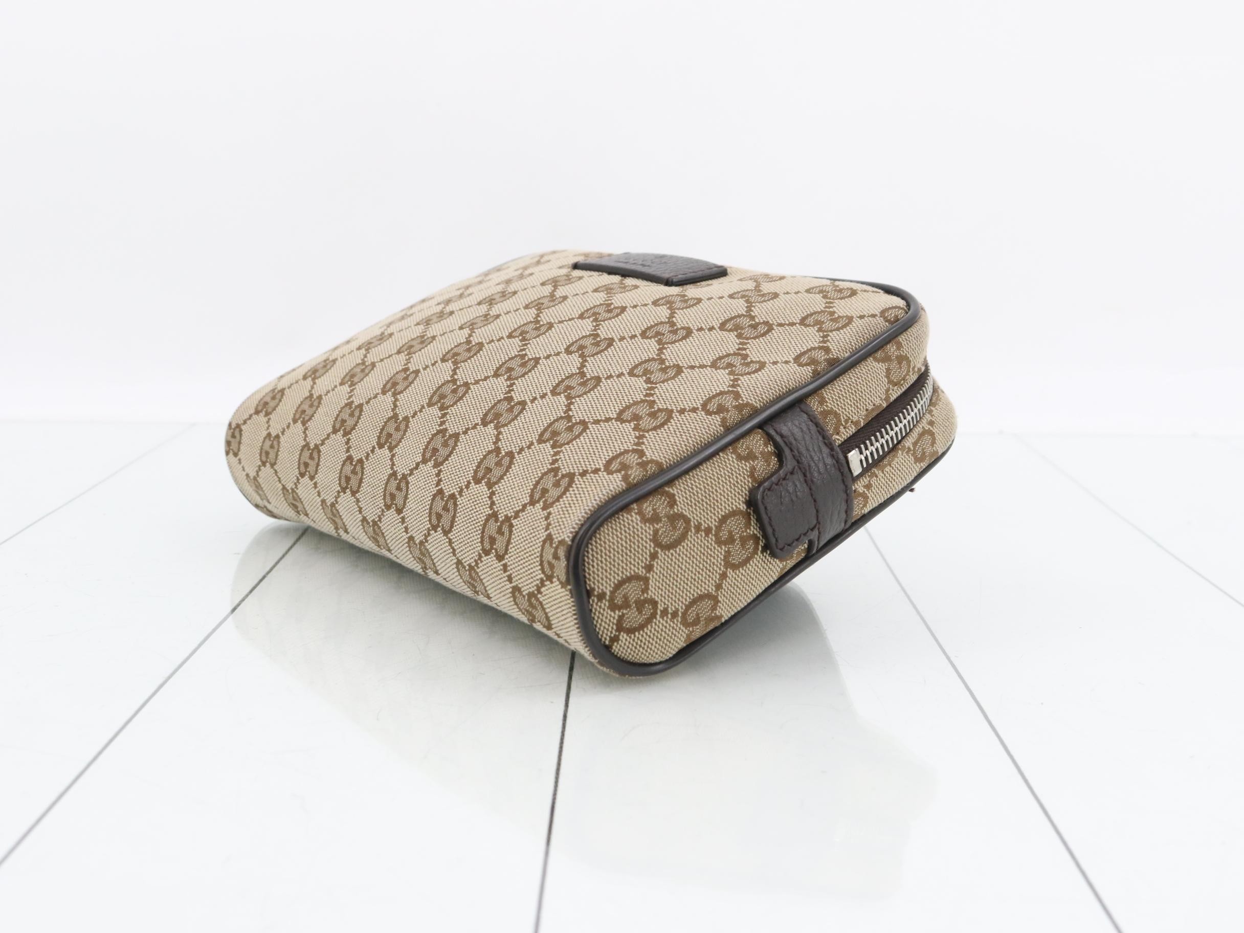 GG Canvas Waist Bag, Beige/Brown, Silver Hardware, with Dust Bag — view 6